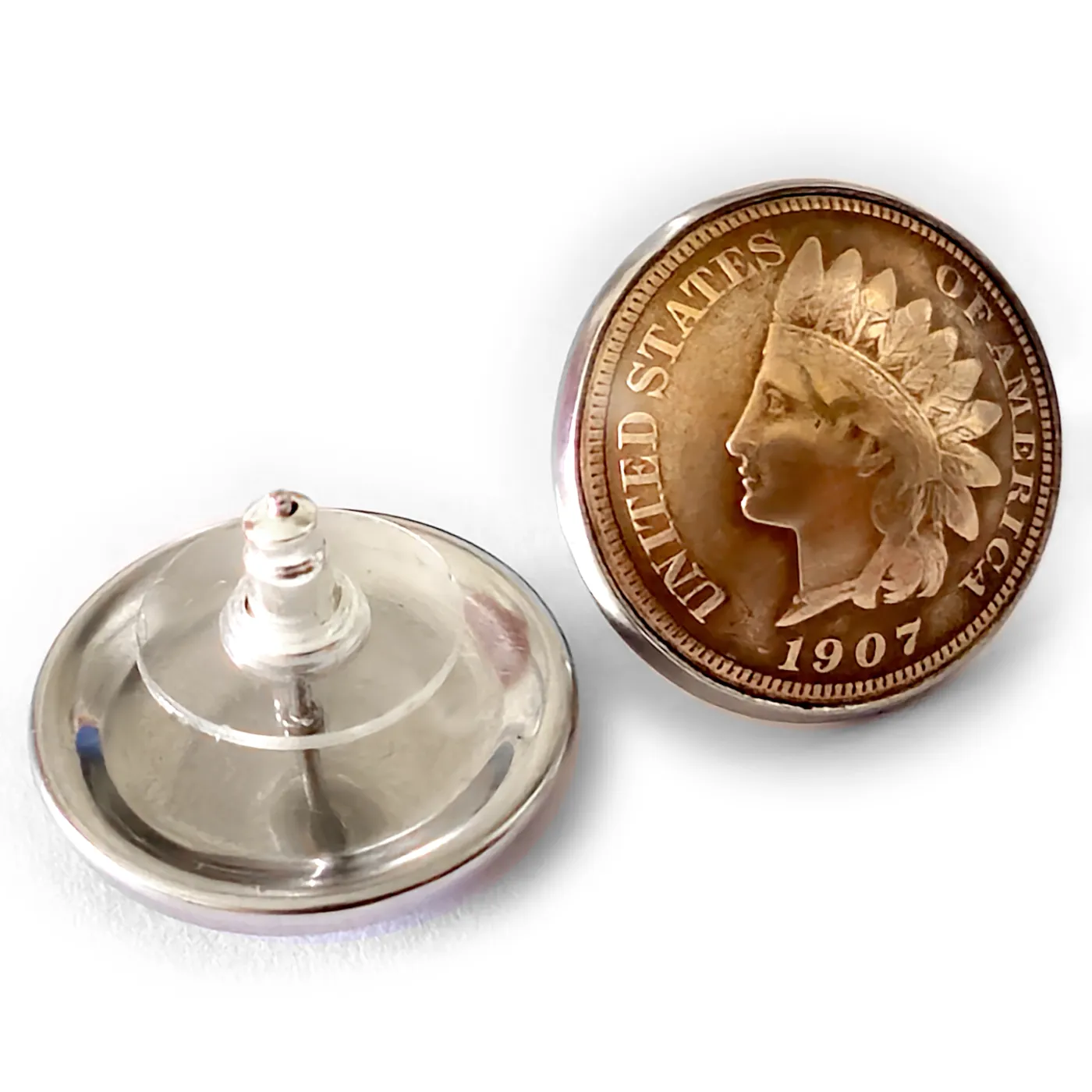 Ohrstecker USA One Cent Indian Head aus Edelstahl Ø 19,8 mm – Ansicht 2
