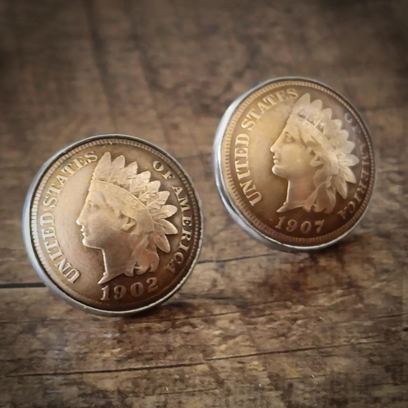 Ohrstecker USA One Cent Indian Head aus Edelstahl Ø 19,8 mm – Ansicht 1