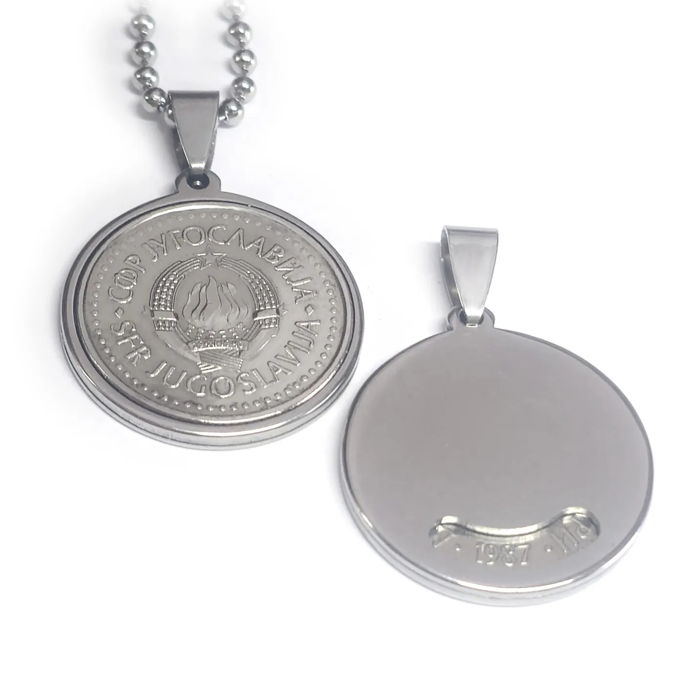 Münzanhänger Jugoslawien EMBLEM OF YUGOSLAVIA » 10 Dinar 1982 bis 1988 personalisierbar – Ansicht 3
