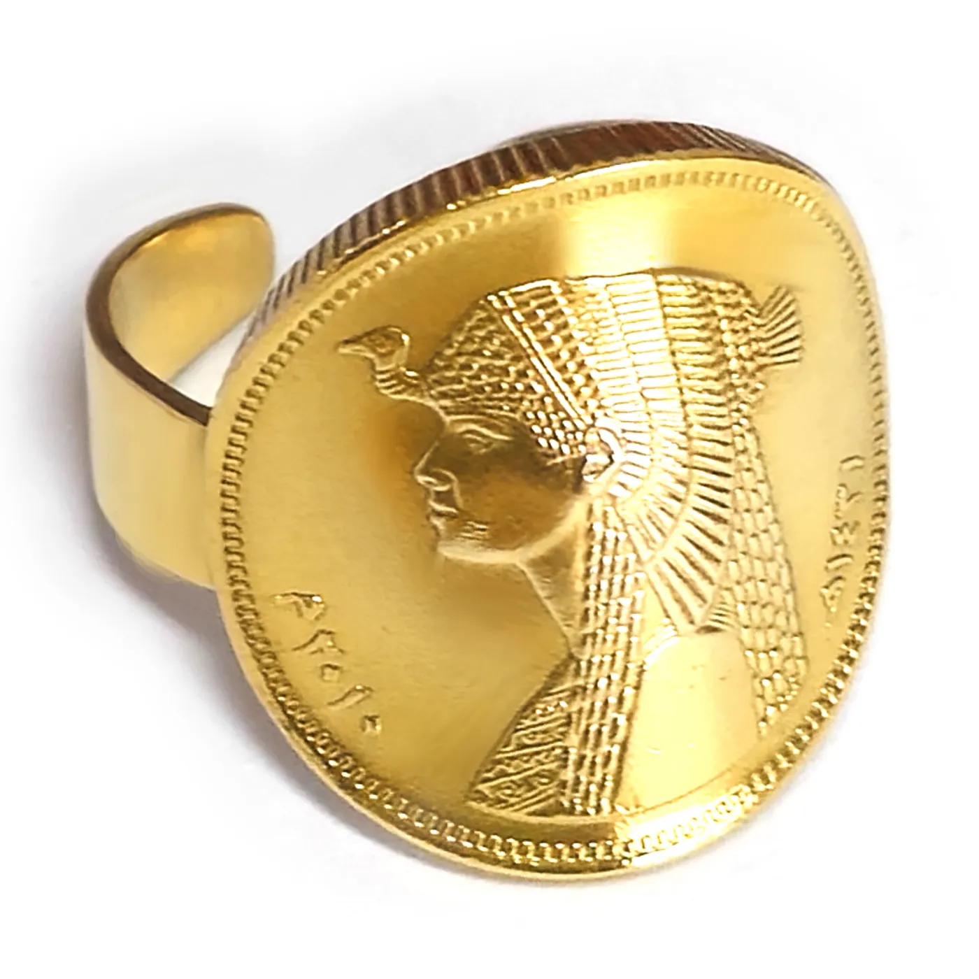 Münzring Ägypten 50 Piaster 2007 - xxx Kleopatra VII 24 Karat vergoldet Größe 48 bis 72