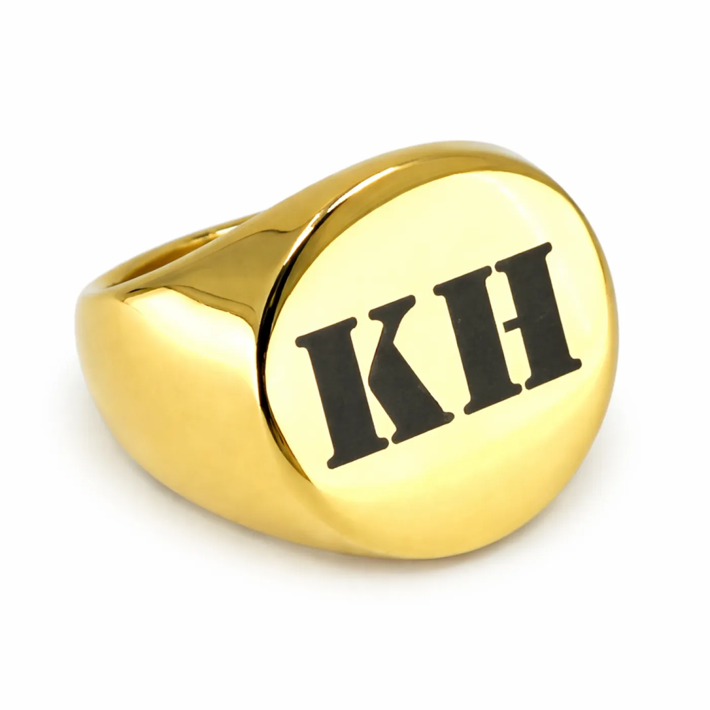 Personalisierter Siegelring aus Edelstahl mit Monogramm-Gravur – in Silber, Schwarz oder Gold