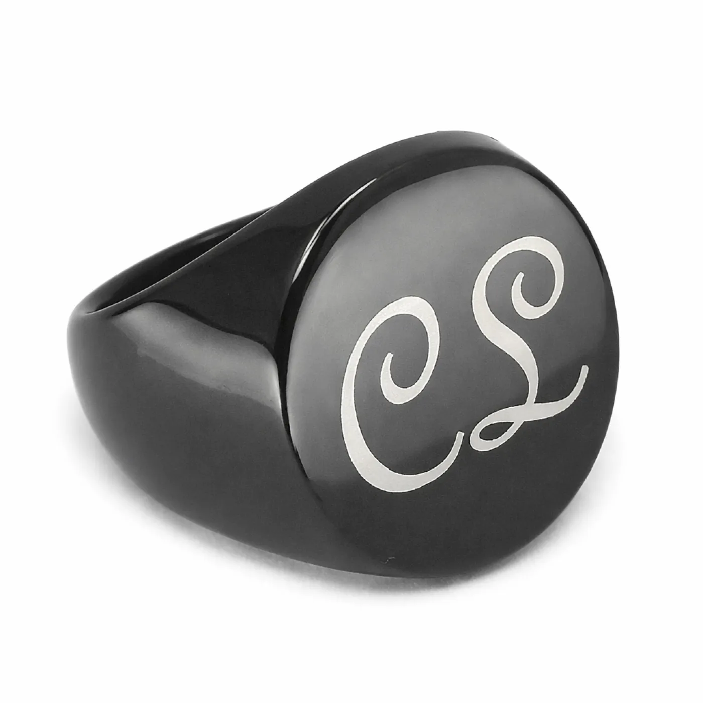 Personalisierter Siegelring aus Edelstahl mit Monogramm-Gravur – in Silber, Schwarz oder Gold