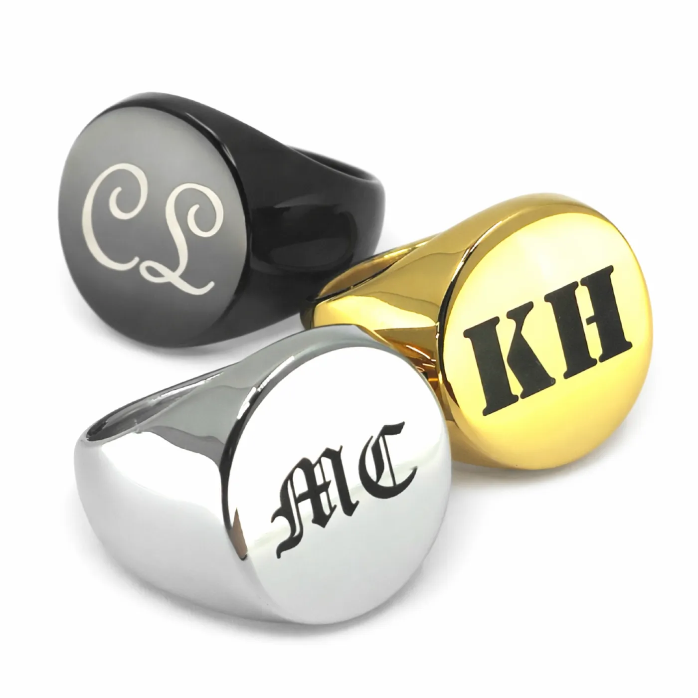 Siegelring aus Edelstahl mit Monogramm-Lasergravur Ø 21 mm » Personalisierbar – Ansicht 4