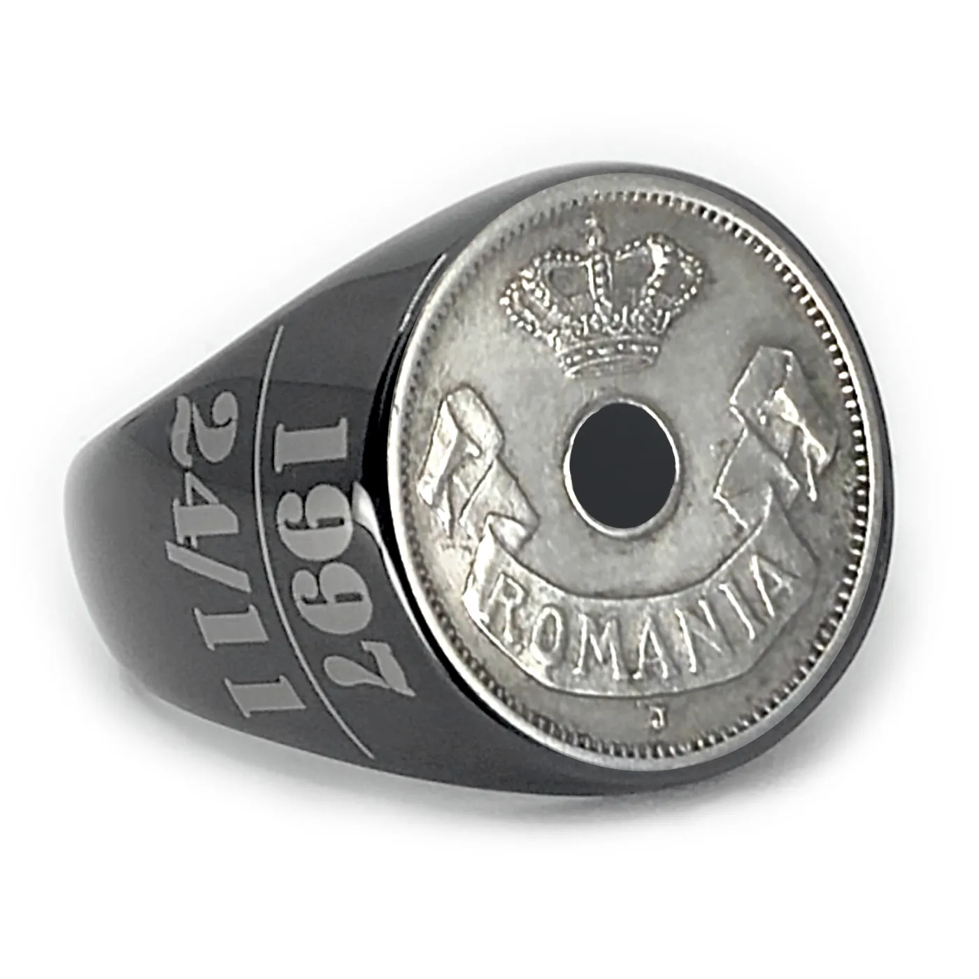 Münze: 5 Bani Rumänien (Lochmünze) Prägejahr: 1905-1906 Motiv: Krone mit Schriftzug ROMANIA