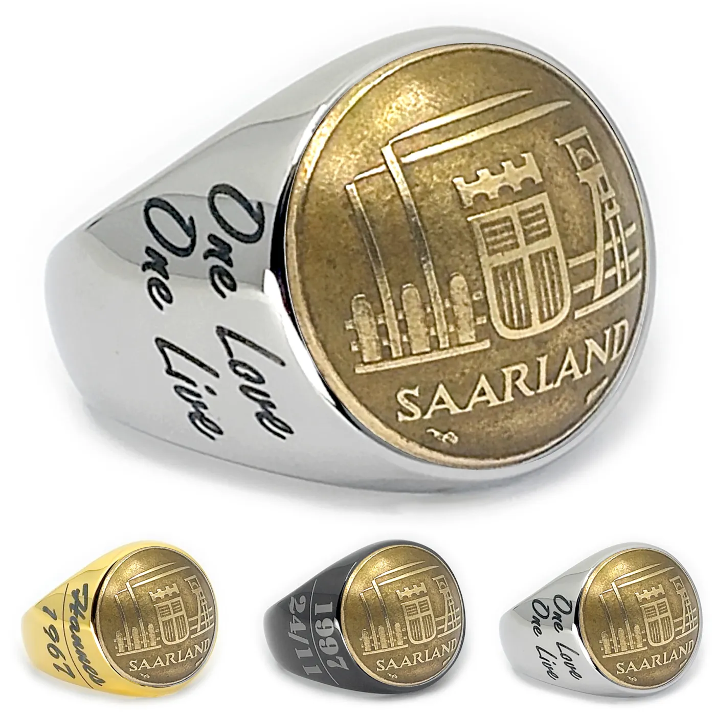 Münzring Saarland 10 Franken 1954 Industrielandschaft aus Edelstahl, optional mit Gravur