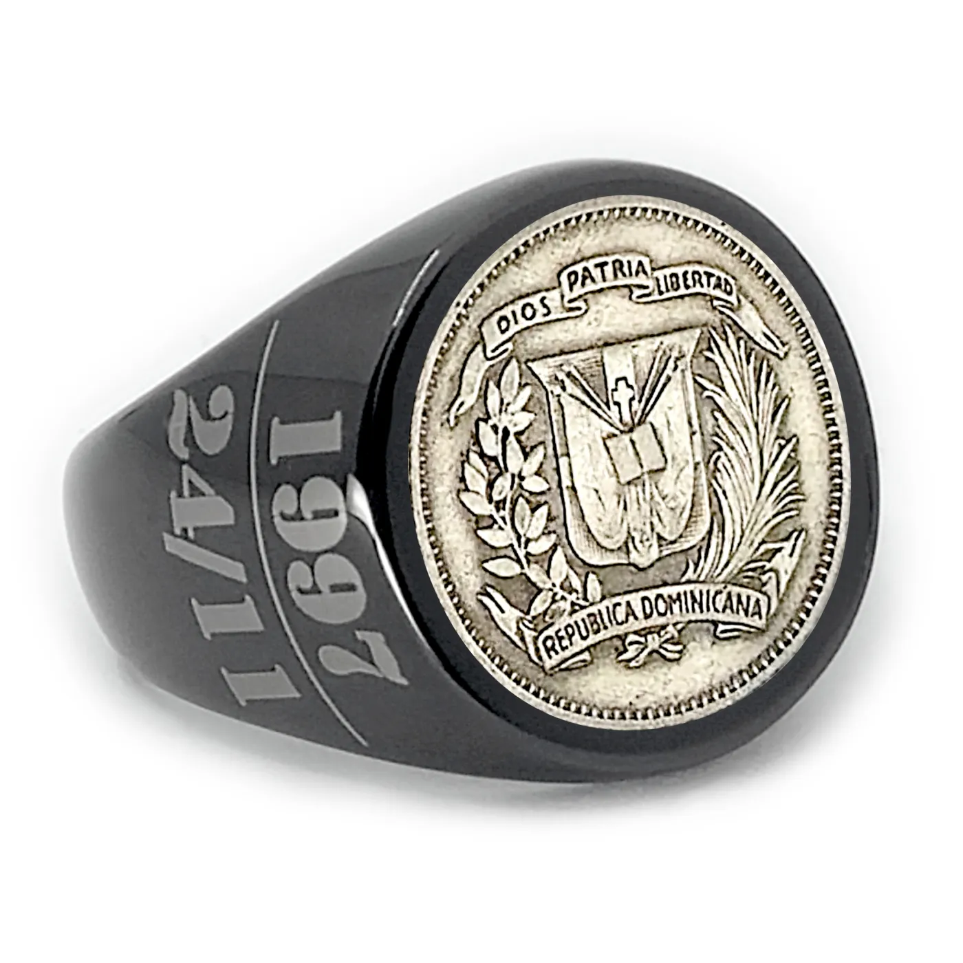 Münze: 10 Centavos Dominikanische Republik Prägejahr: 1967-1975 Motiv: Staatswappen der Dominikanischen Republik und Schrift DIOS PATRIA LIBERTAD REPUBLICA DOMINICANA