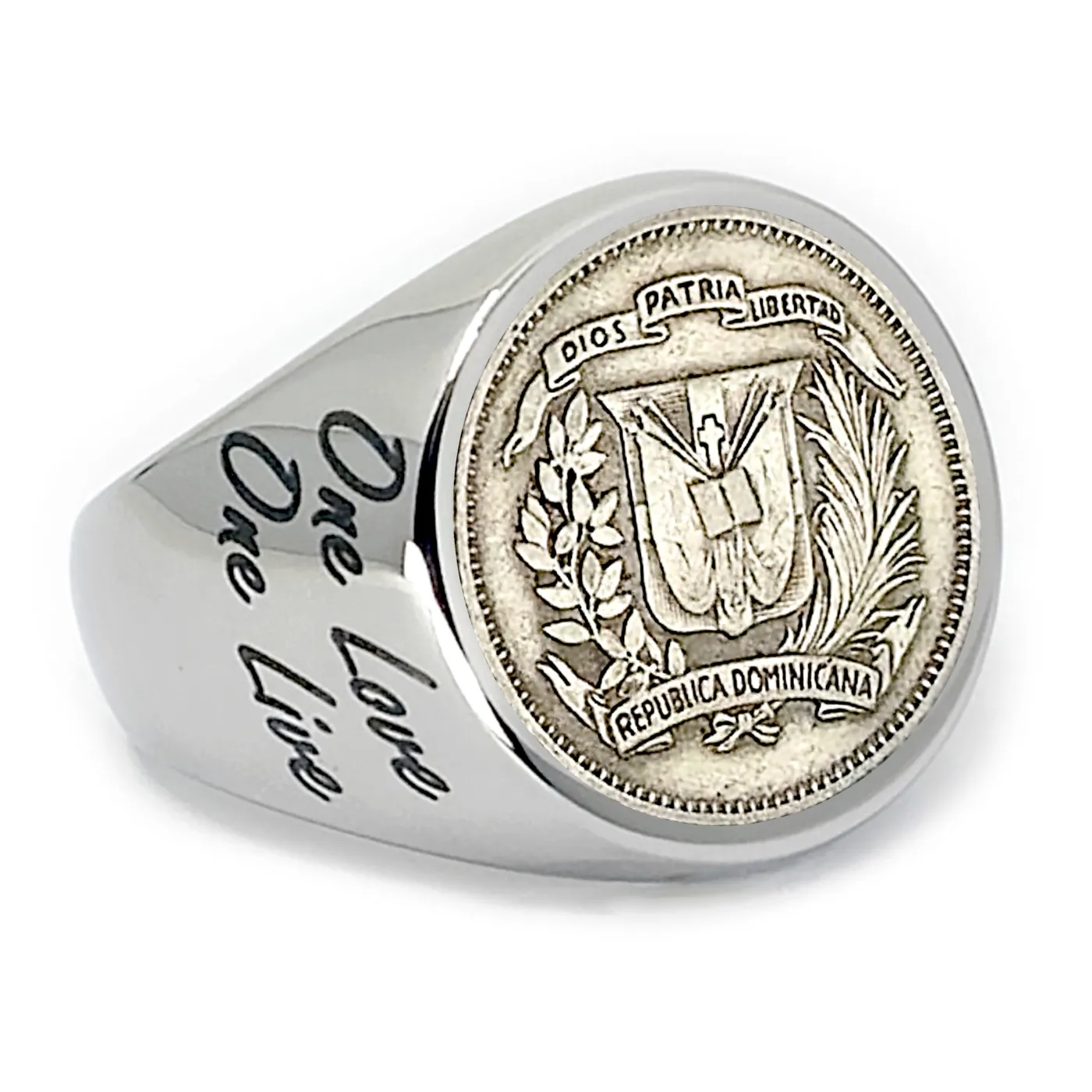 Münze: 10 Centavos Dominikanische Republik Prägejahr: 1967-1975 Motiv: Staatswappen der Dominikanischen Republik und Schrift DIOS PATRIA LIBERTAD REPUBLICA DOMINICANA