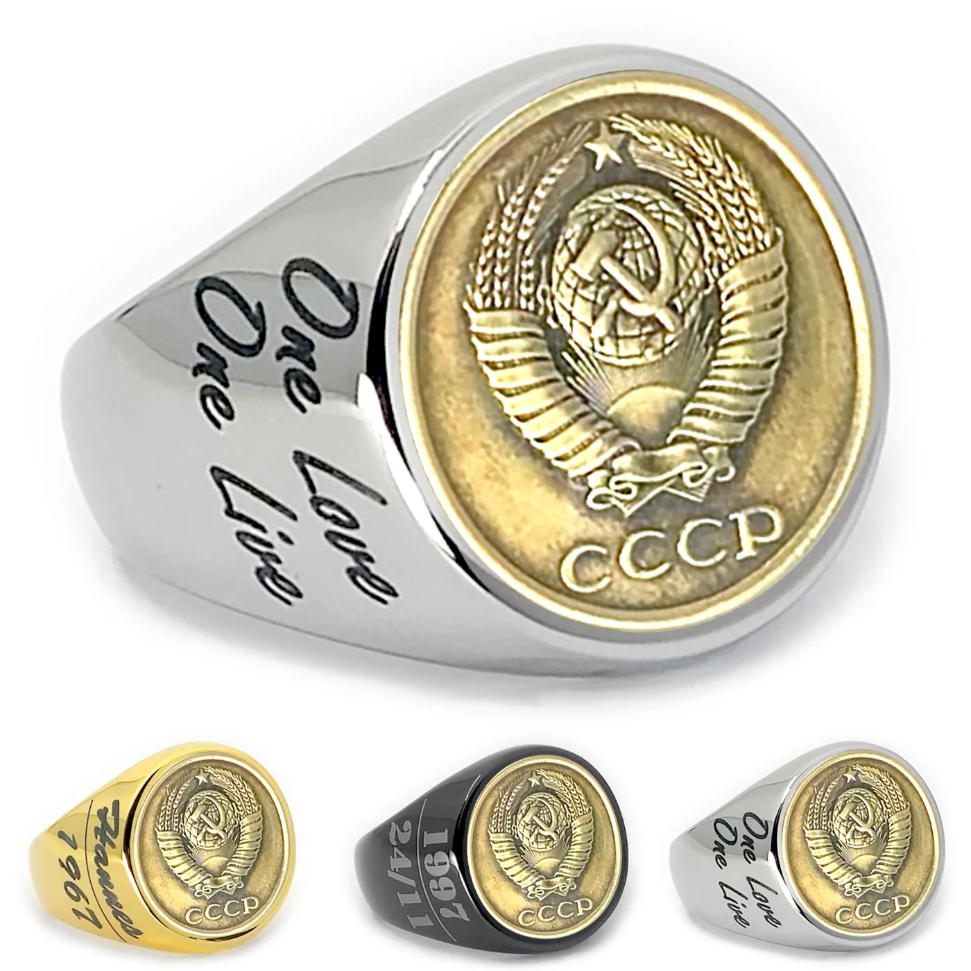 Münzring UdSSR Sowjetunion 2 Kopeken 1961-1991 Staatswappen aus Edelstahl, optional mit Gravur