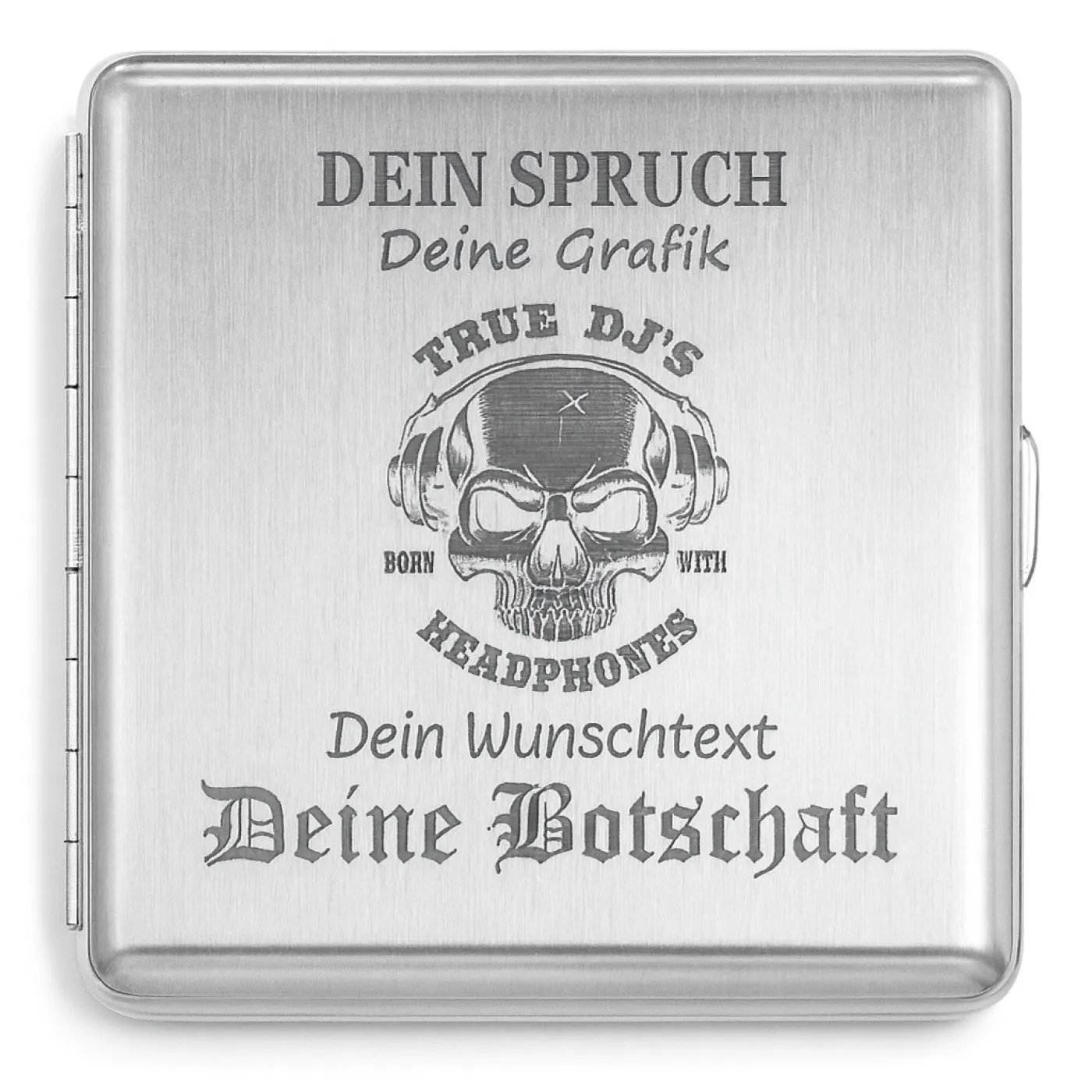 Zigarettenetui mit Gravur für 20 Zigaretten WUNSCHTEXT, Farbton Etui Silber gebürstet, inklusive Gravur mit Diamantgravur