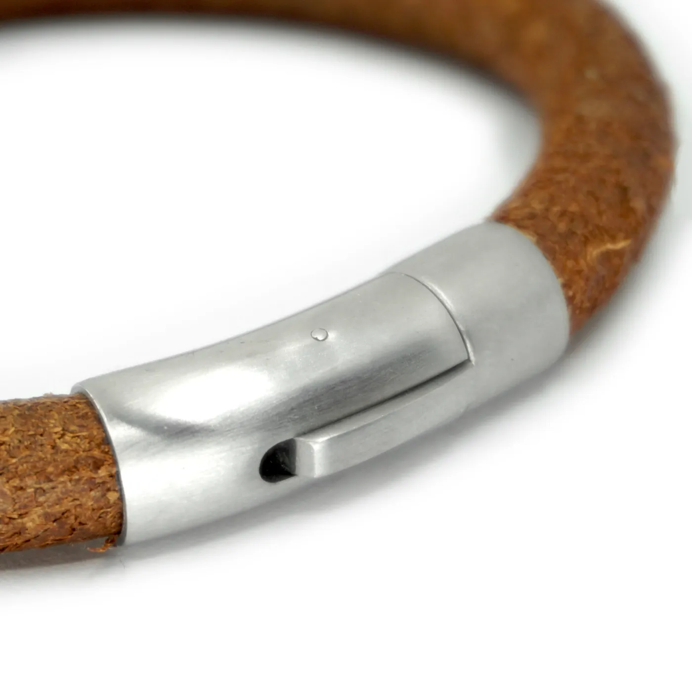 Robustes Rundlederarmband 8 mm mit mattem Edelstahl-Bajonettverschluss