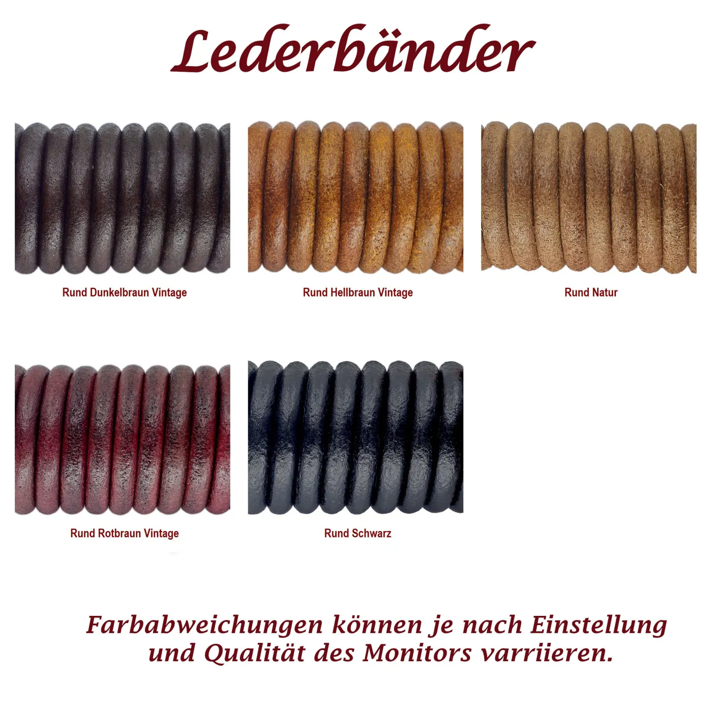 Lederarmband Ø 8 mm mit Edelstahl-Bajonettverschluss • Farbauswahl – Ansicht 5
