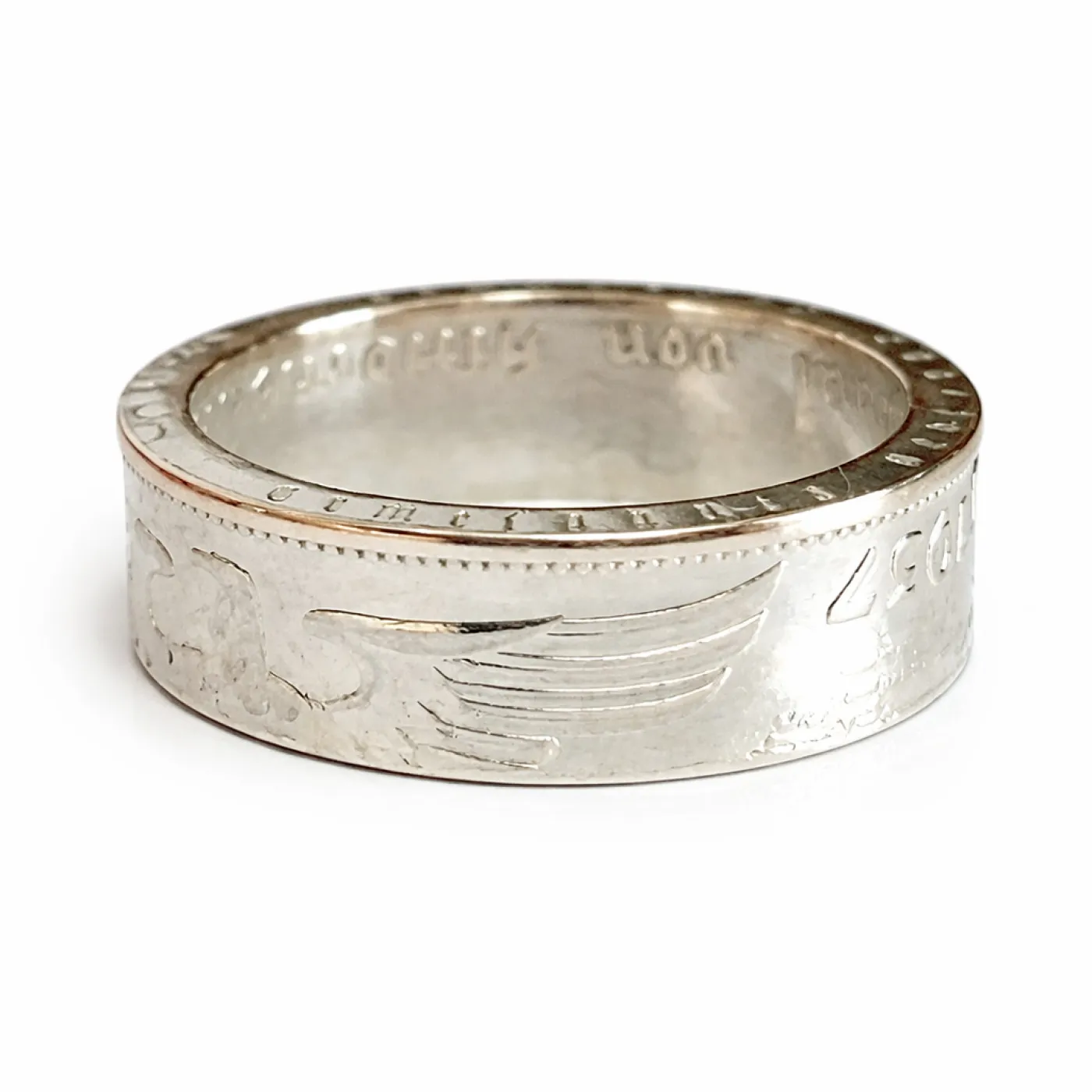 Münzring Deutsches Reich 2 Reichsmark Adler 1936-39 Silber 625er Größe 52 bis 60 • Finish Silber – Ansicht 2