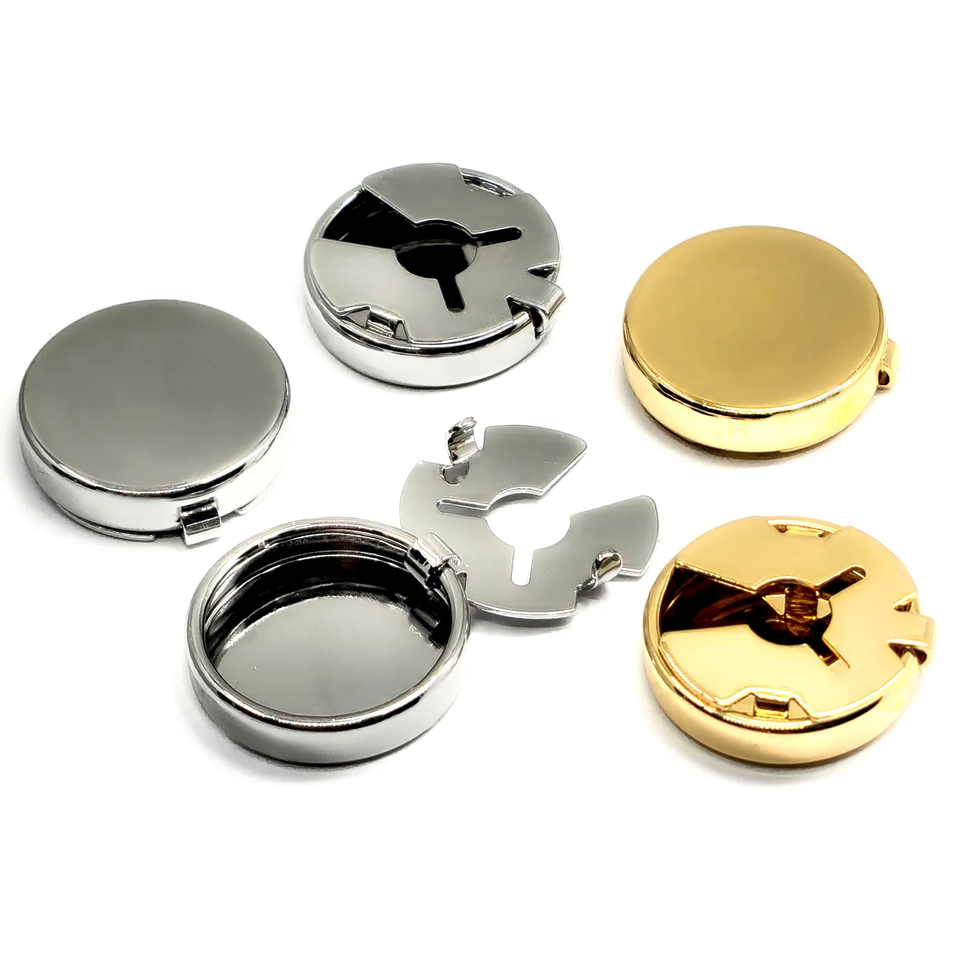 Knopfblenden / Manschettenknöpfe aus Metall für Knöpfe bis ca. 14,5 mm • Glänzend 1 Paar
