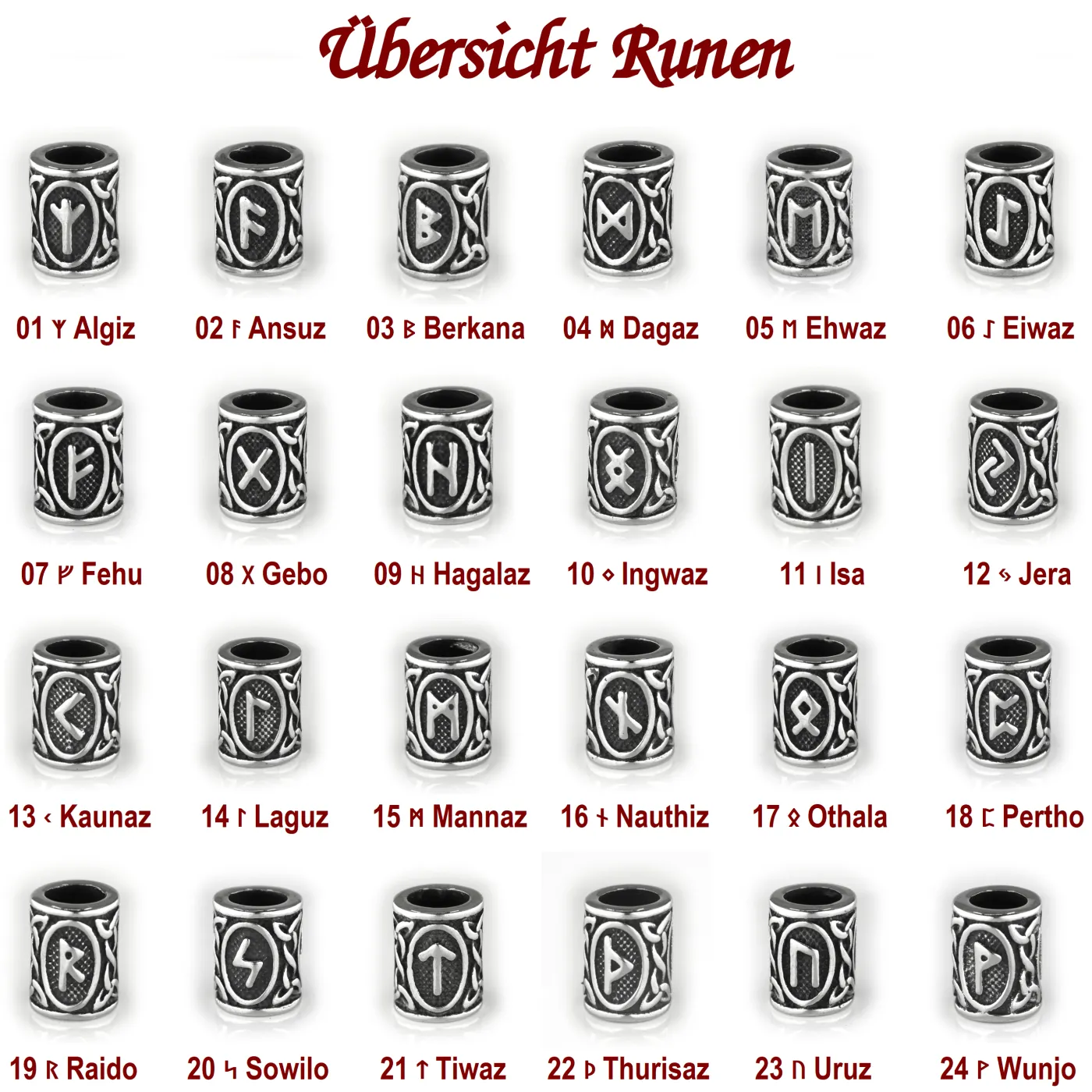 edelstahl perle mit nordischem runenmotiv