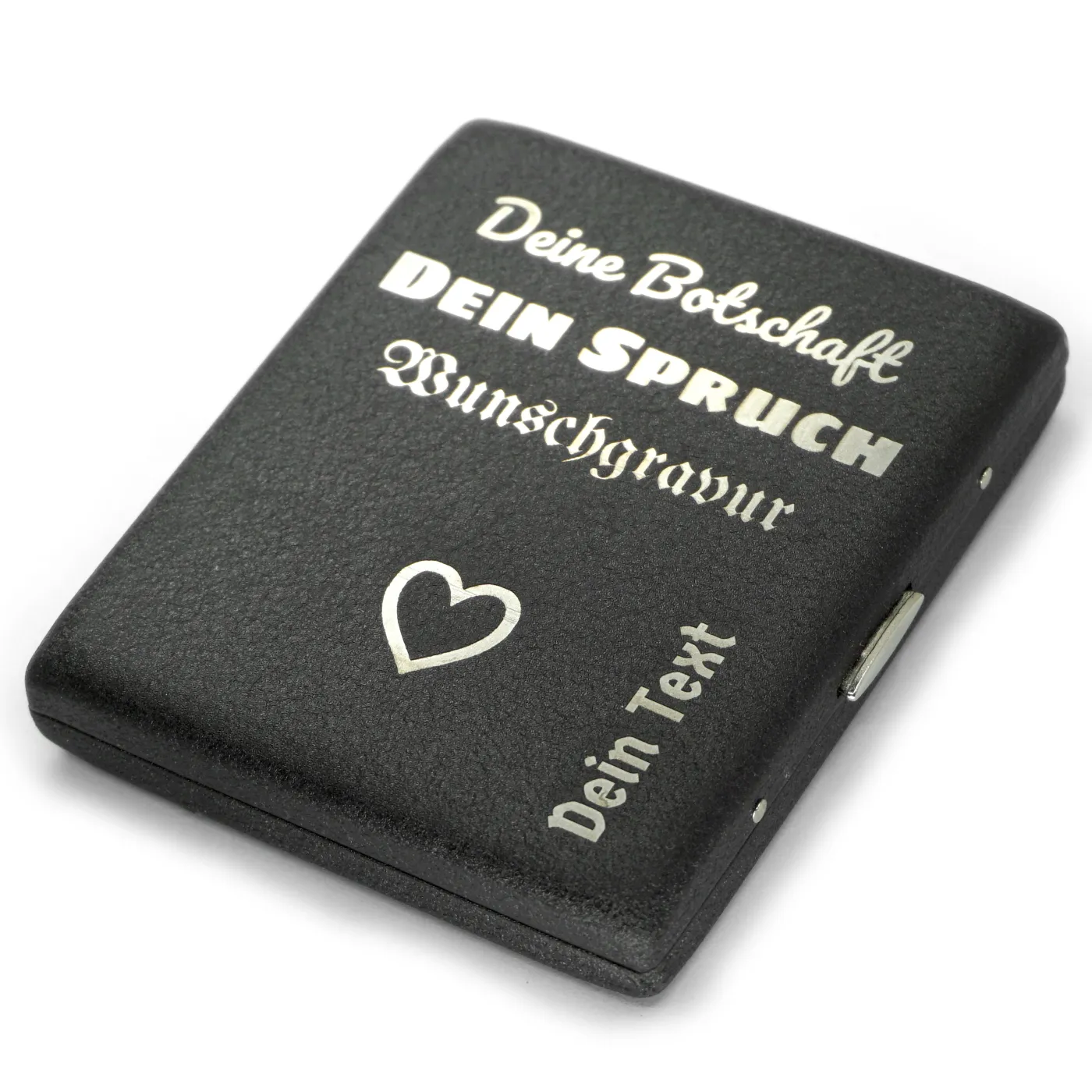 Zigarettenetui schwarz matt mit Gravur
