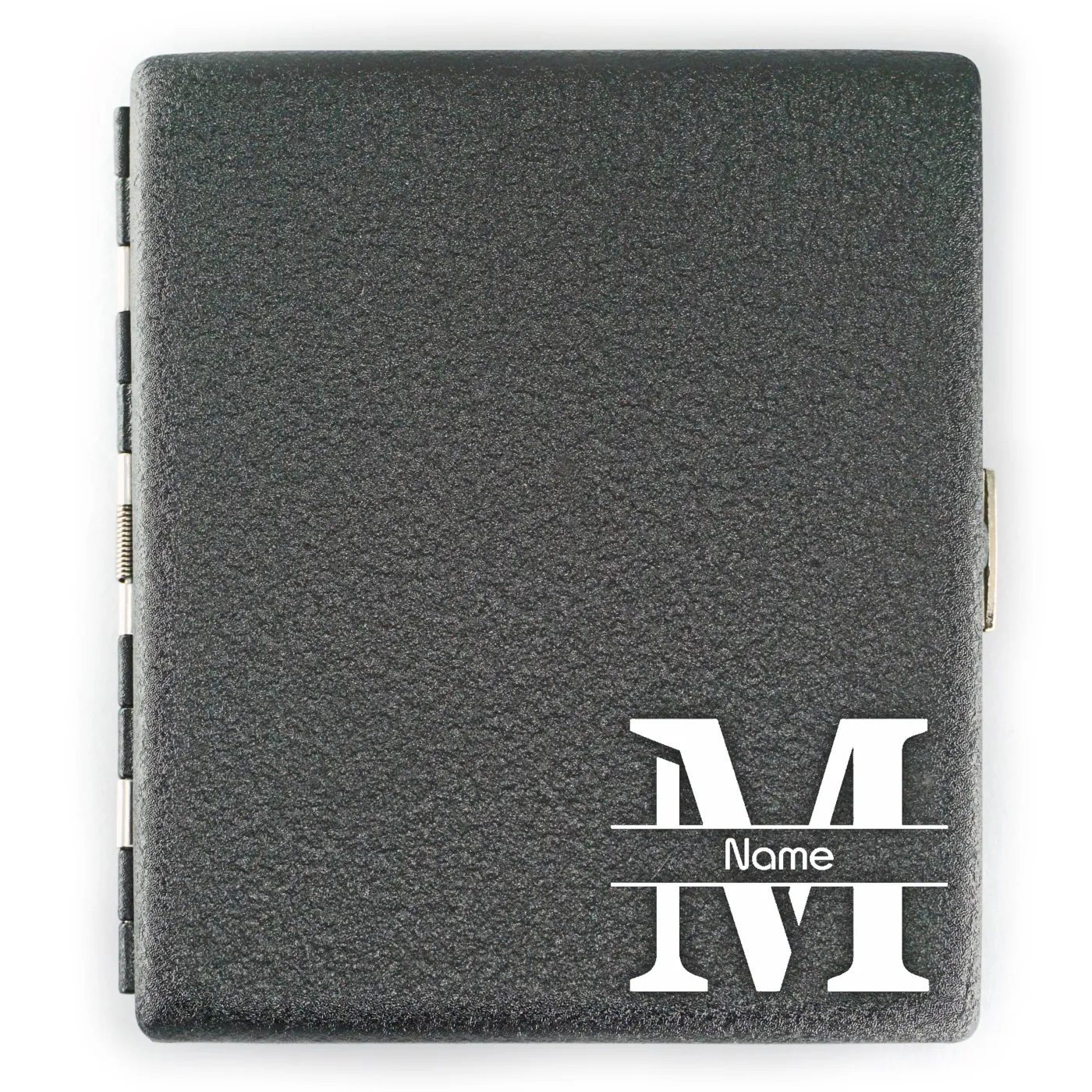 Zigarettenetui mit Gravur für 16 Zigaretten MONOGRAMM, Farbton Etui Schwarz matt Grobstruktur, inklusive Gravur