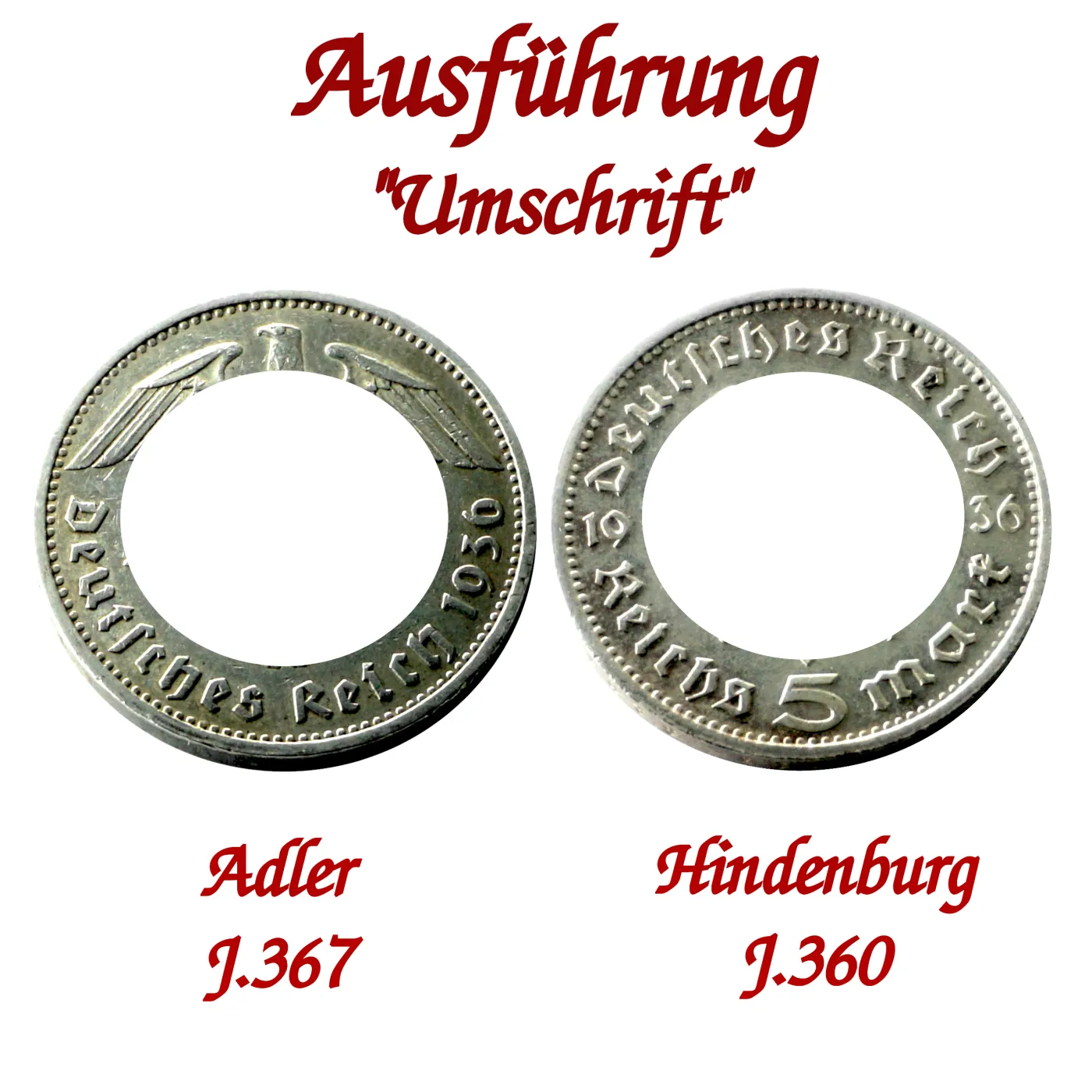 Münzanhänger 5 Reichsmark aus Silber 900er 1935 bis 1939 • Inklusiv Wildlederband und Edelstahl Spacer – Ansicht 6