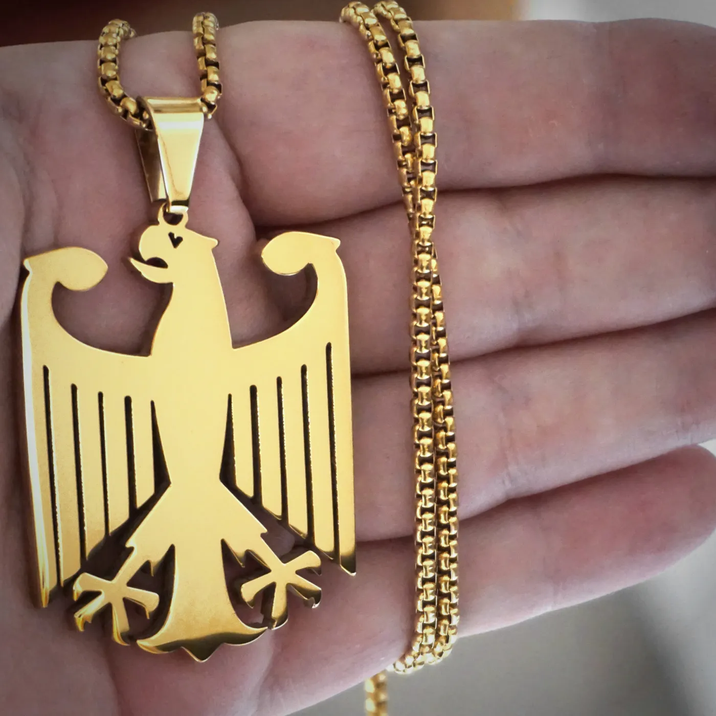 Edelstahl Anhänger Bundesadler XXL 52 x 40 mm inkl. Kette 60 cm » Personalisierbar – Ansicht 2