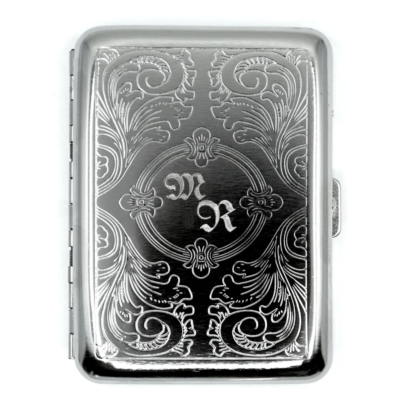 Zigarettenetui mit Gravur für 14 Zigaretten INITIALEN, Farbton Etui Silber, inklusive Gravur mit Diamantgravur