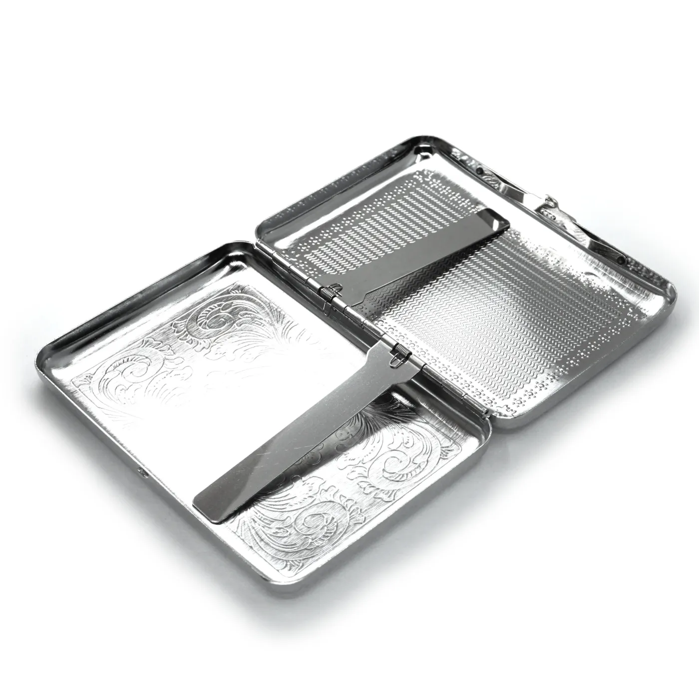 Zigarettenetui mit Gravur für 14 Zigaretten INITIALEN Farbe Silber » Personalisierbar - Diamantgravur – Ansicht 1