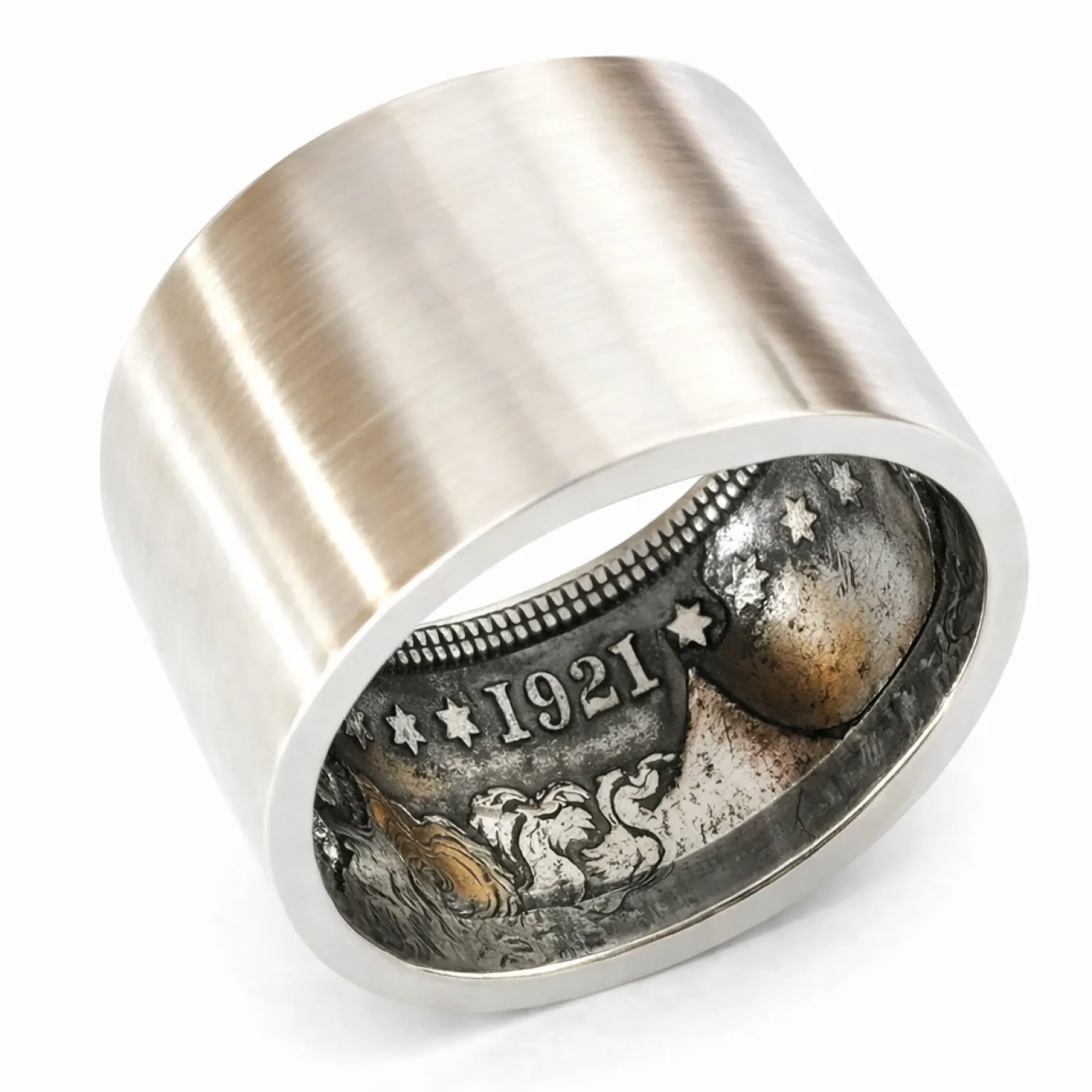 Münzring USA 1 Dollar Morgan Dollar Silber 900er gebürstet Größe 60 bis 74