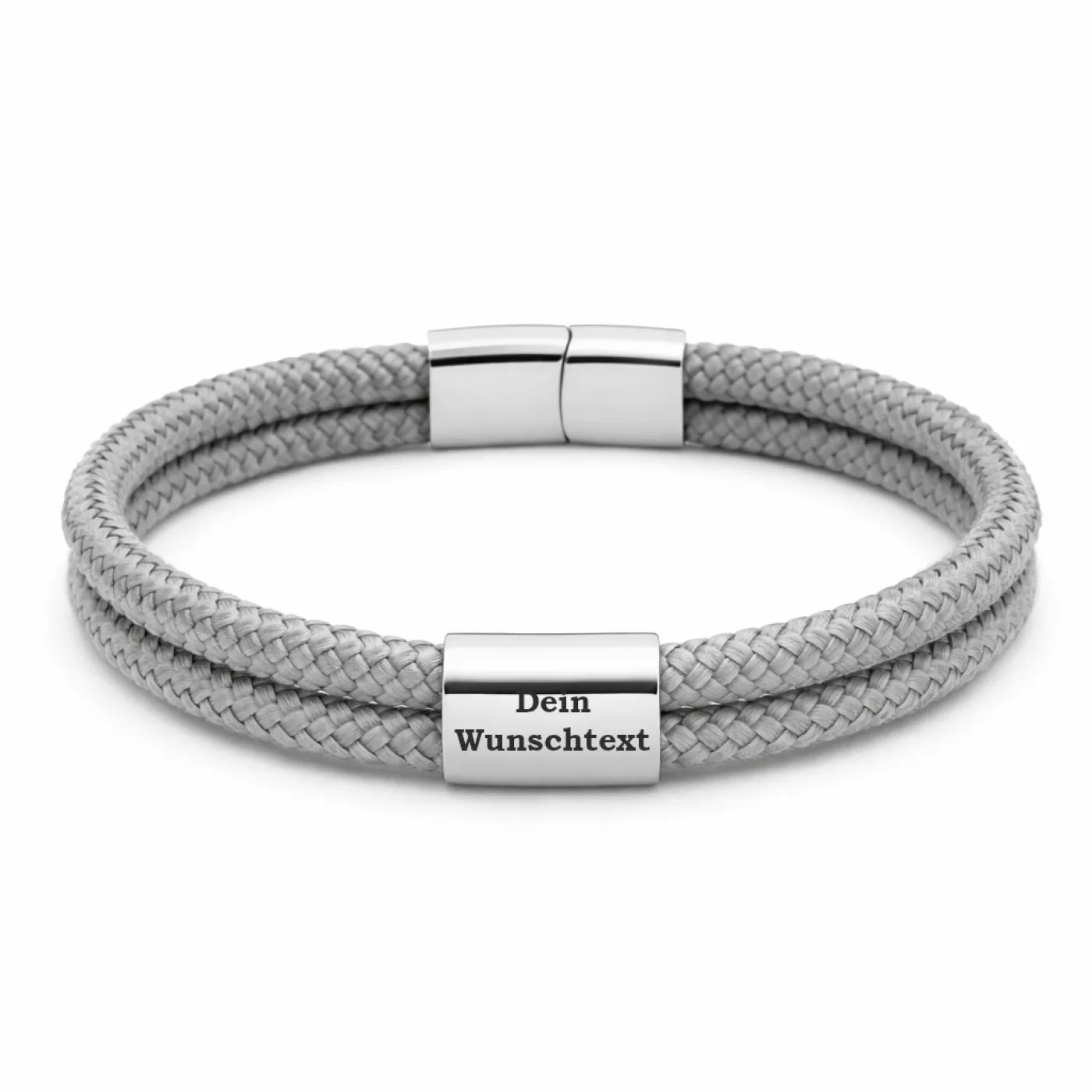 Segeltau-Armband 2 x Ø 4 mm mit Edelstahl-Magnet-Schiebeverschluss, inklusive Gravur, Farbauswahl