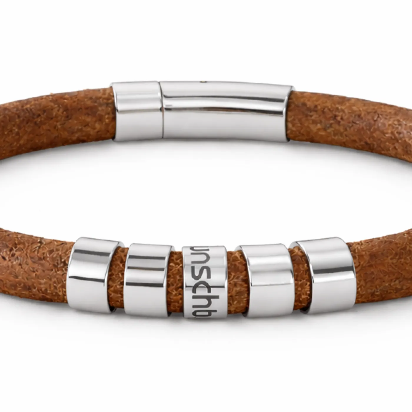 Lederarmband Ø 8 mm mit Edelstahl-Bajonettverschluss und Beads » Personalisierbar, Farbauswahl – Ansicht 3