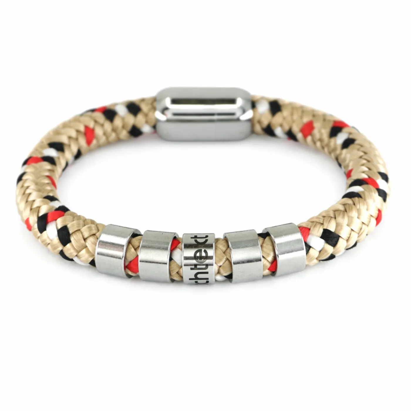 Segeltau-Armband Ø 8 mm mit Edelstahl-Magnetverschluss und Beads » Personalisierbar, Farbauswahl – Ansicht 2