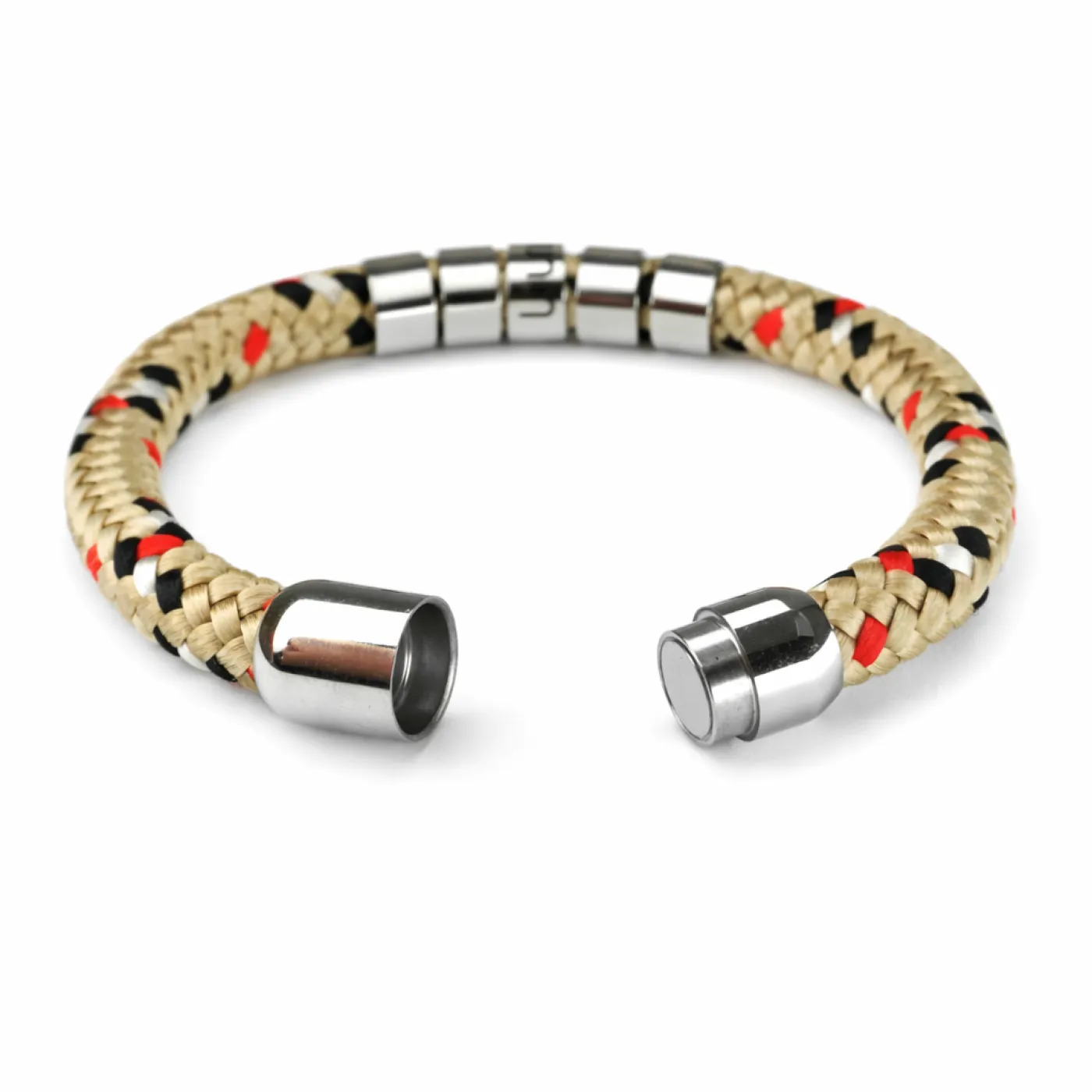 Segeltau-Armband Ø 8 mm mit Edelstahl-Magnetverschluss und Beads » Personalisierbar, Farbauswahl – Ansicht 1