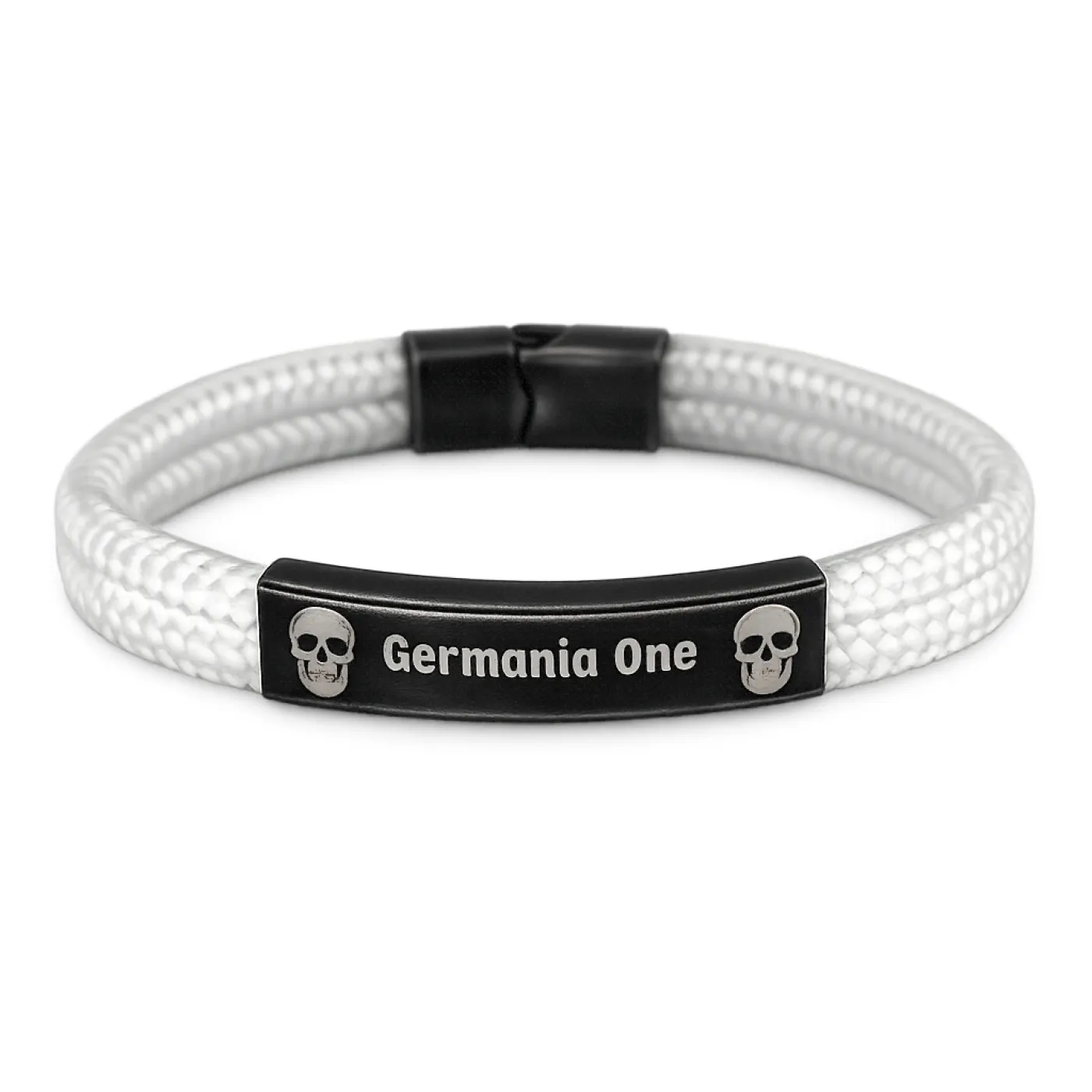Segeltau-Armband 2 x Ø 4 mm mit Edelstahl-Magnetverschluss und Gravurplatte, Vintage, inklusive Gravur, Farbauswahl