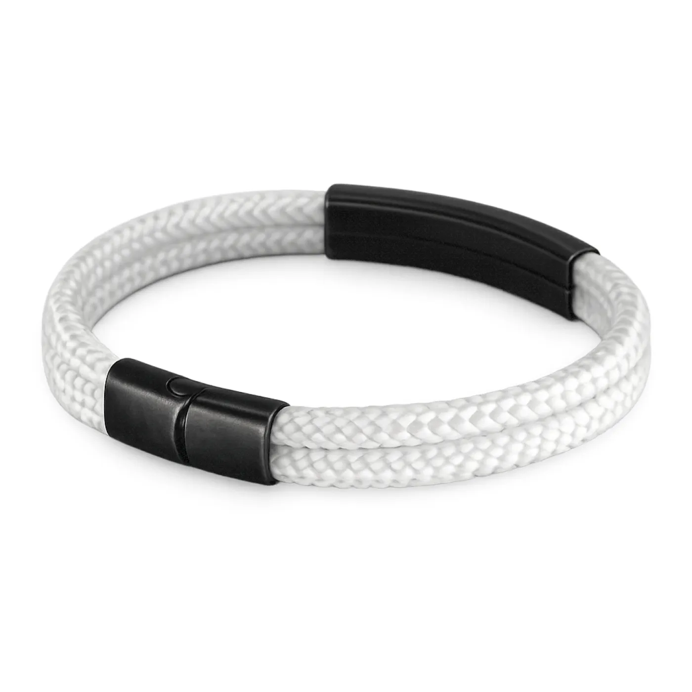 Segeltau-Armband 2 x Ø 4 mm mit Edelstahl-Magnetverschluss und Gravurplatte, Vintage » Personalisierbar, Farbauswahl – Ansicht 3