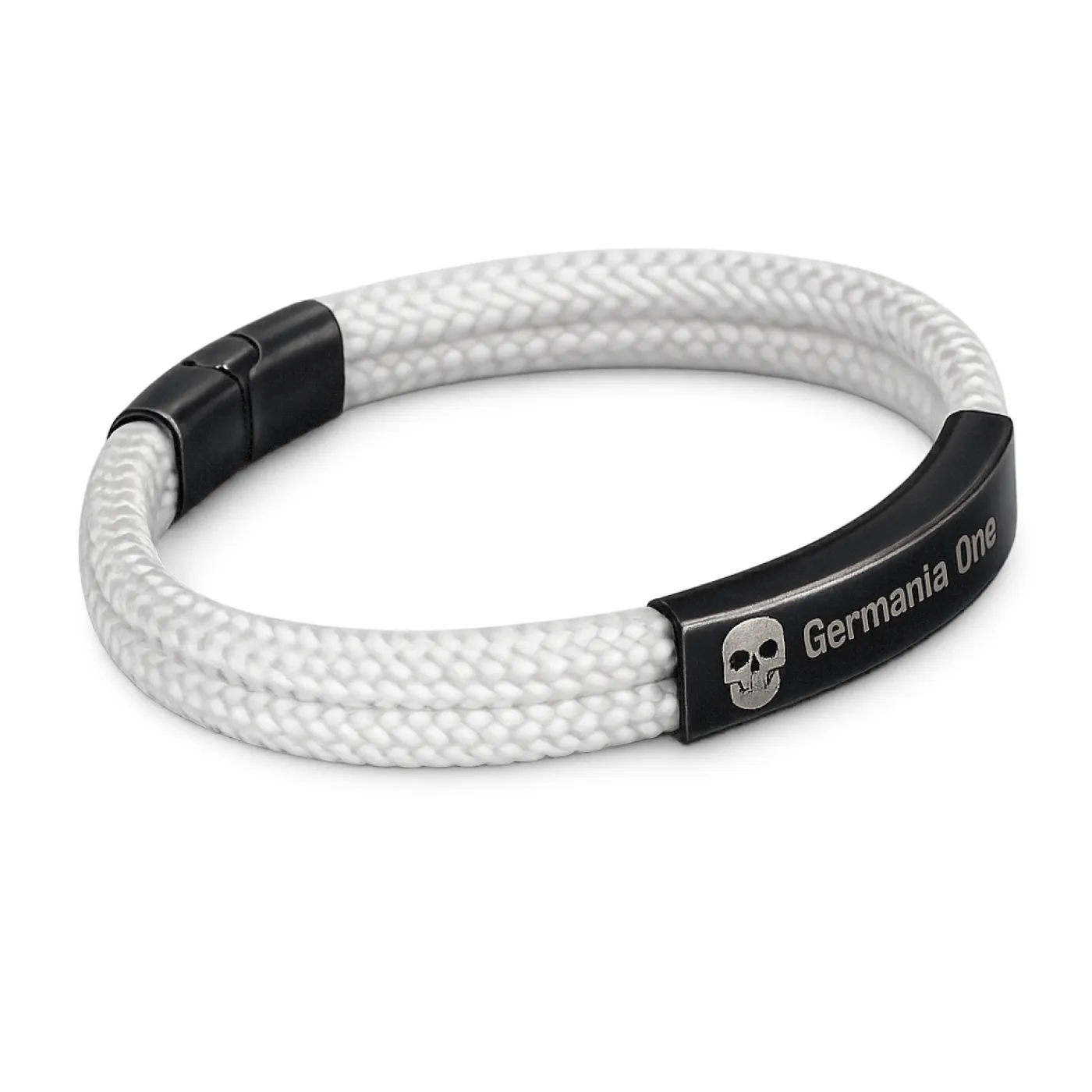 Segeltau-Armband 2 x Ø 4 mm mit Edelstahl-Magnetverschluss und Gravurplatte, Vintage » Personalisierbar, Farbauswahl – Ansicht 2
