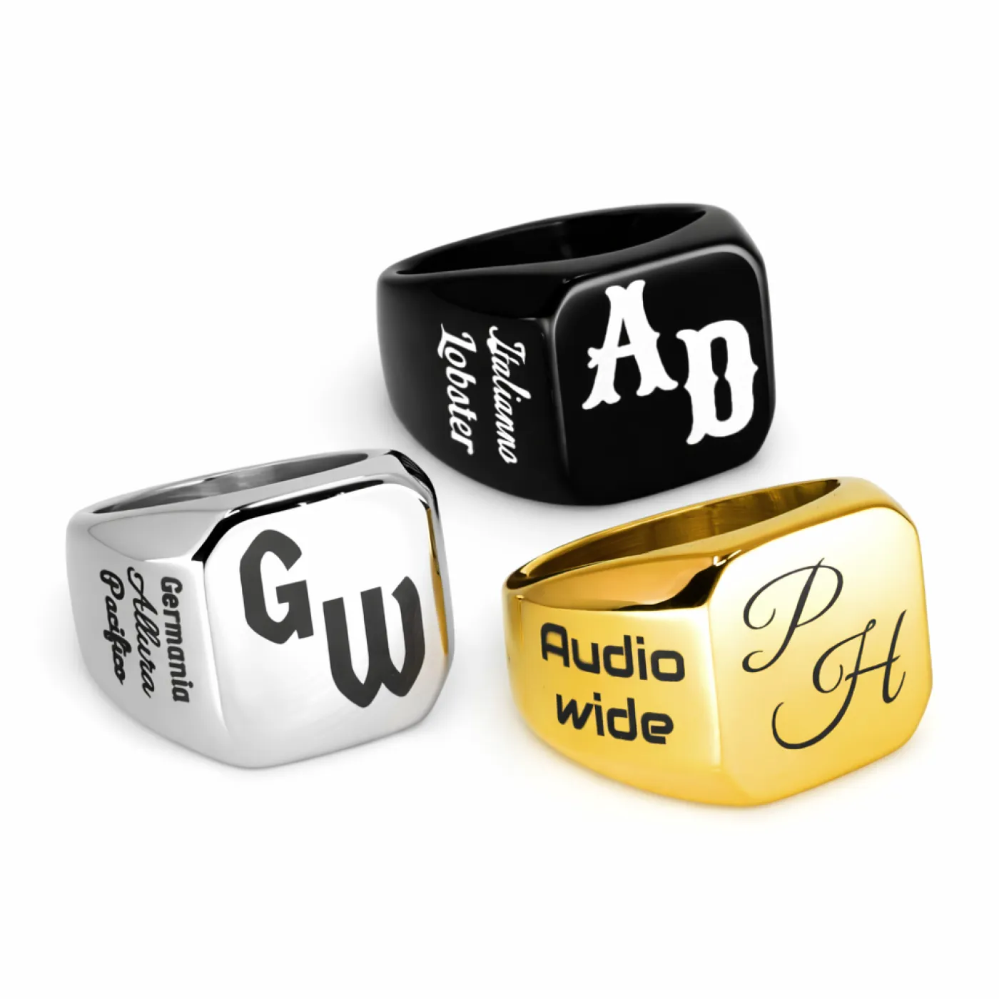 Siegelring aus Edelstahl mit Gravur – Persönlich. Zeitlos. Stilvoll. In Silber, Schwarz & Gold.