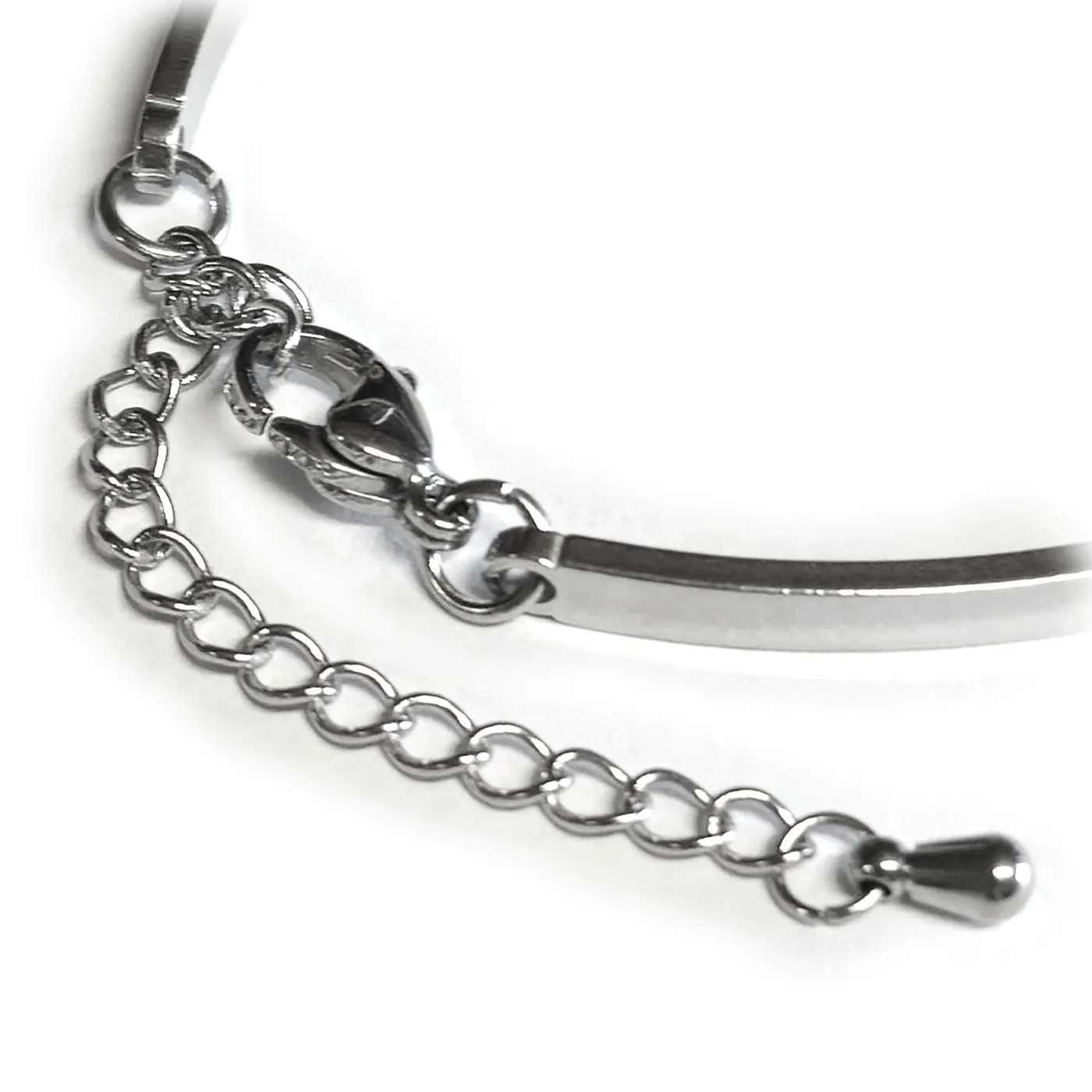 Armband-Rohling aus Edelstahl, rund / Innen Ø 20 mm • Farbton Silber mit Verlängerungskettchen – Ansicht 1