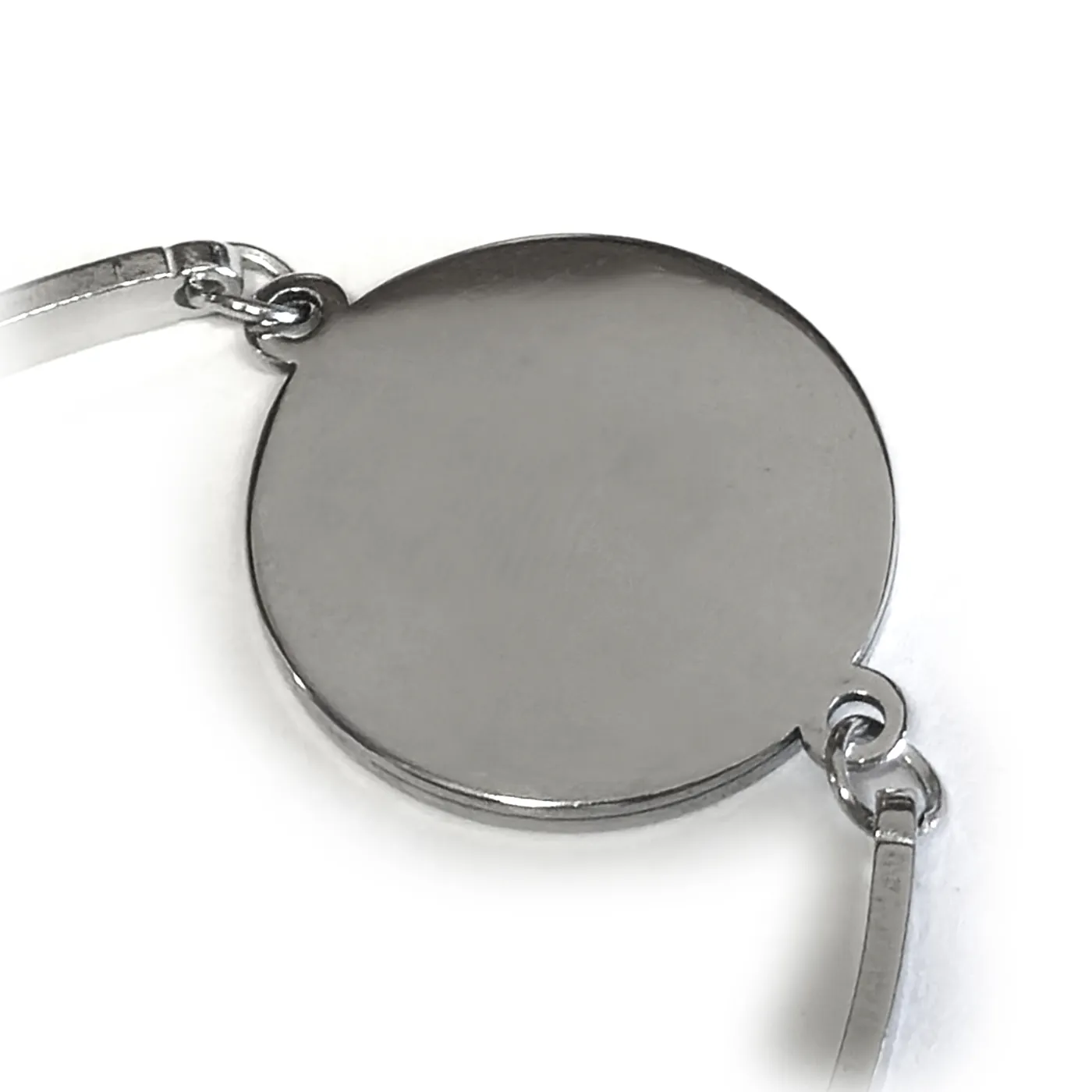 Armband-Rohling aus Edelstahl, rund / Innen Ø 20 mm • Farbton Silber mit Verlängerungskettchen – Ansicht 2