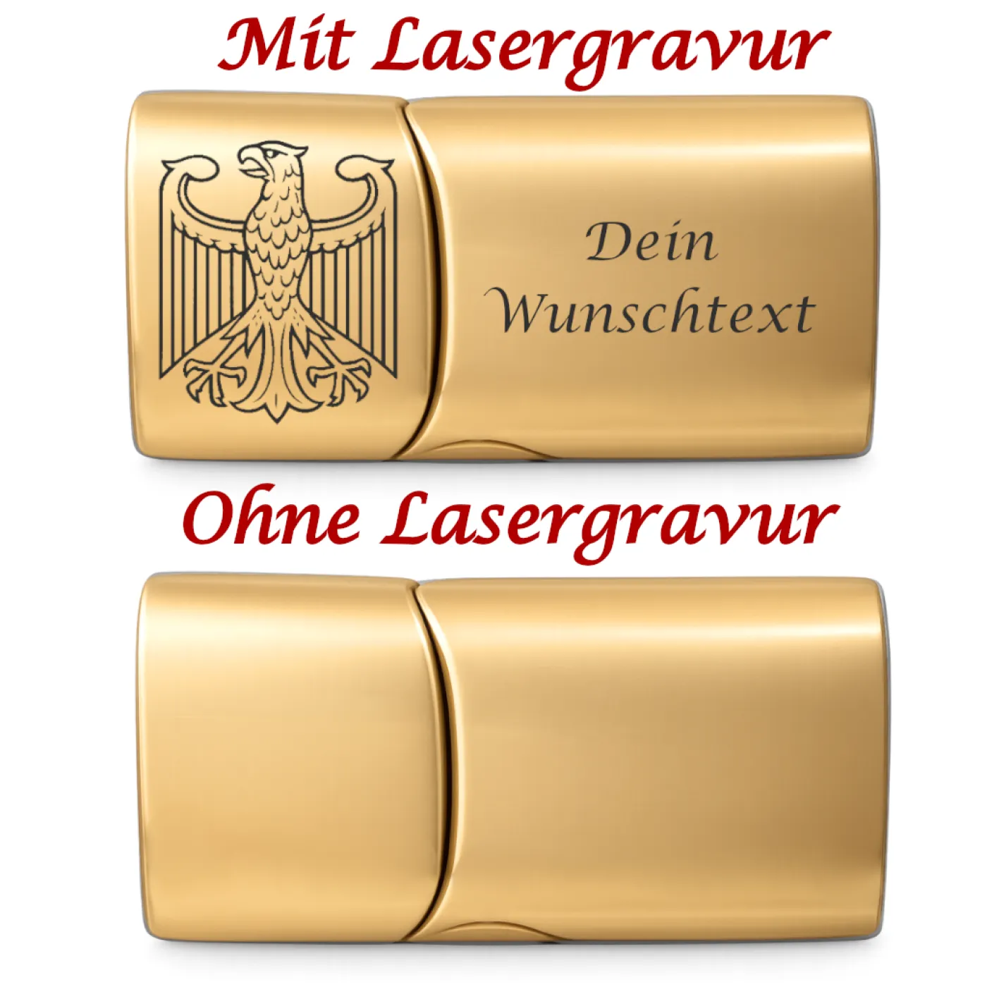 Segeltau-Armband DEUTSCHLAND Adler 2 x Ø 6 mm mit Edelstahl-Magnetverschluss » Personalisierbar – Ansicht 3