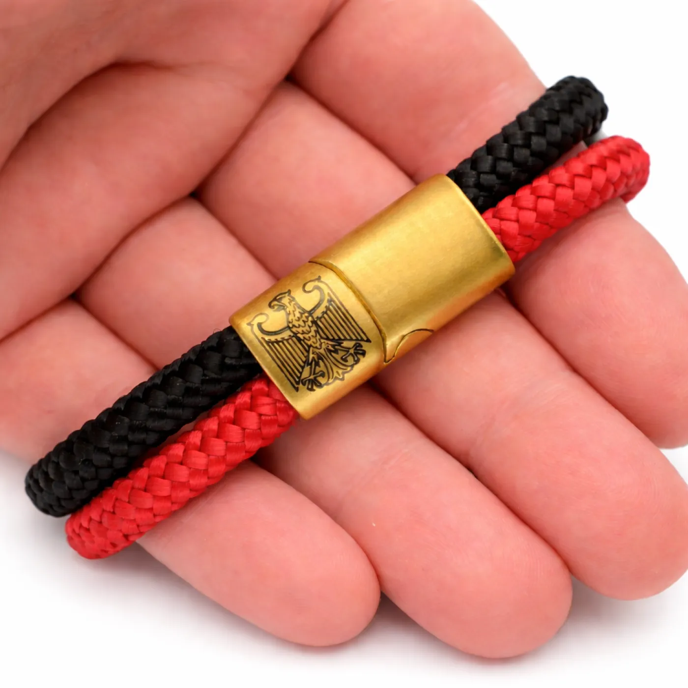 Segeltau-Armband DEUTSCHLAND Adler 2 x Ø 6 mm mit Edelstahl-Magnetverschluss » Personalisierbar – Ansicht 1