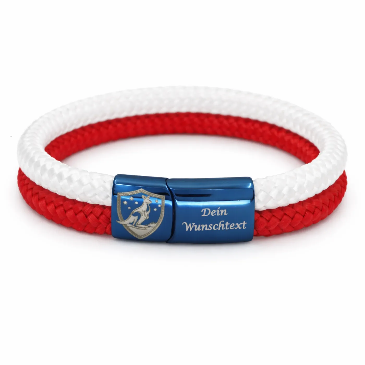 Segeltau-Armband AUSTRALIEN Känguru 2 x Ø 6 mm mit Edelstahl-Magnetverschluss, personalisierbar