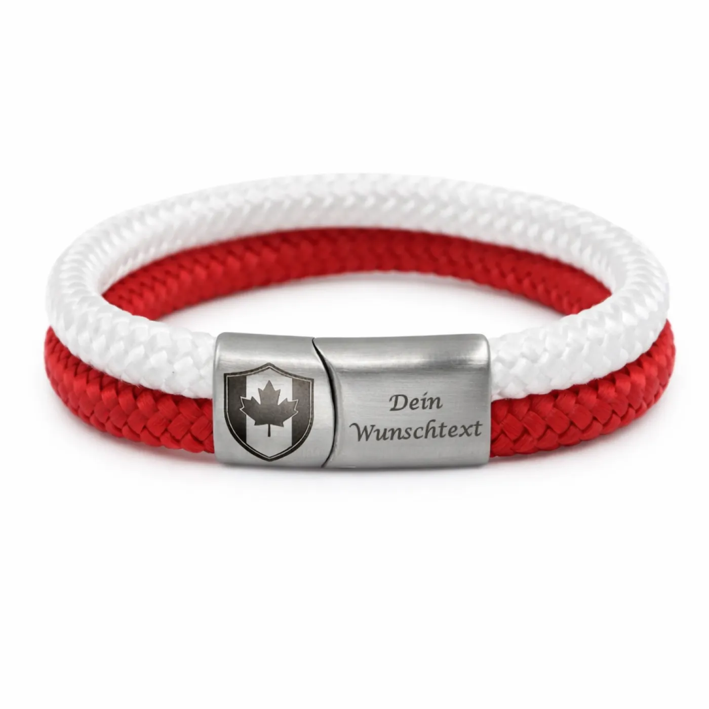 Segeltau-Armband KANADA Ahornblatt 2 x Ø 6 mm mit Edelstahl-Magnetverschluss, optional mit Gravur
