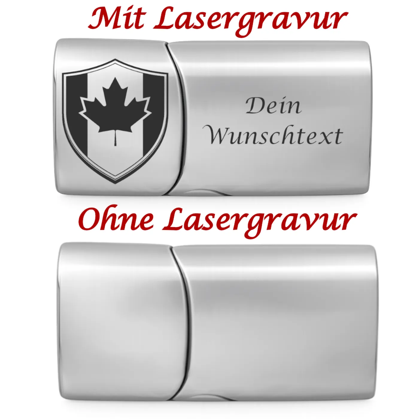 Segeltau-Armband KANADA Ahornblatt 2 x Ø 6 mm mit Edelstahl-Magnetverschluss » Personalisierbar – Ansicht 3