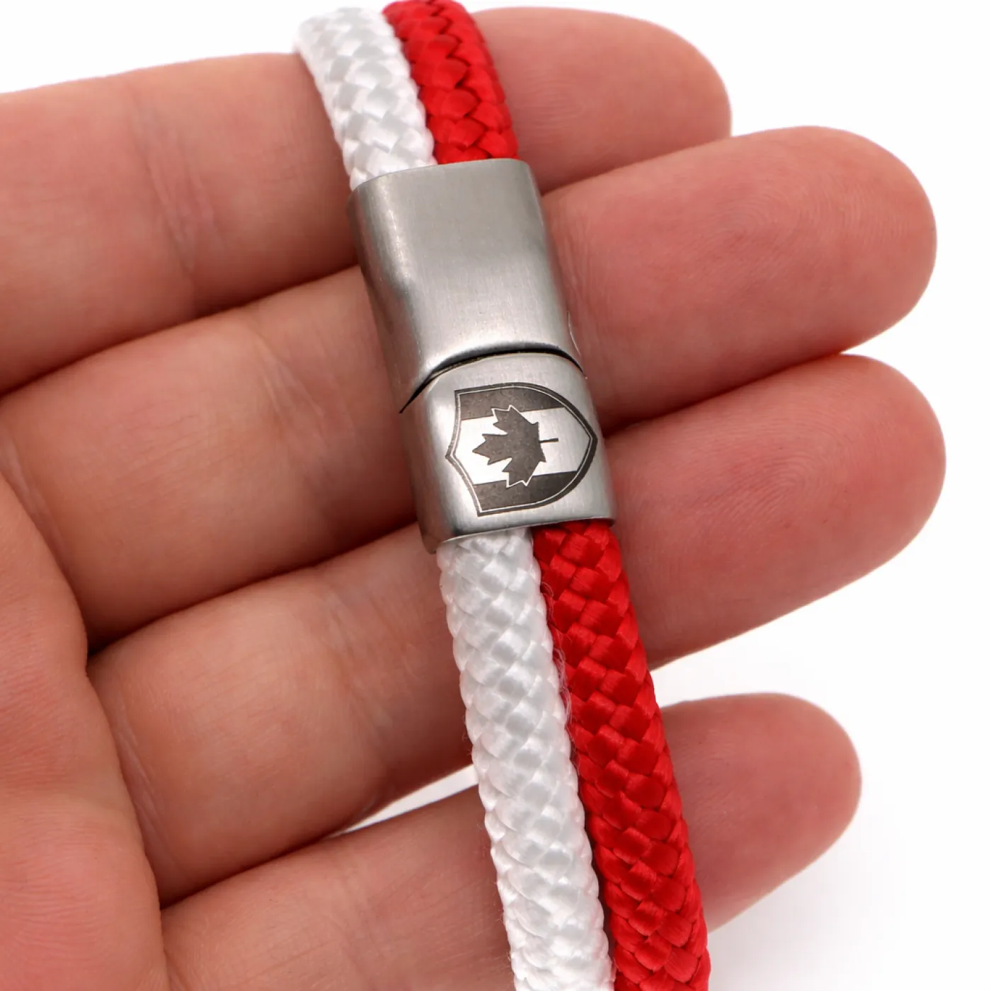 Segeltau-Armband KANADA Ahornblatt 2 x Ø 6 mm mit Edelstahl-Magnetverschluss » Personalisierbar – Ansicht 1