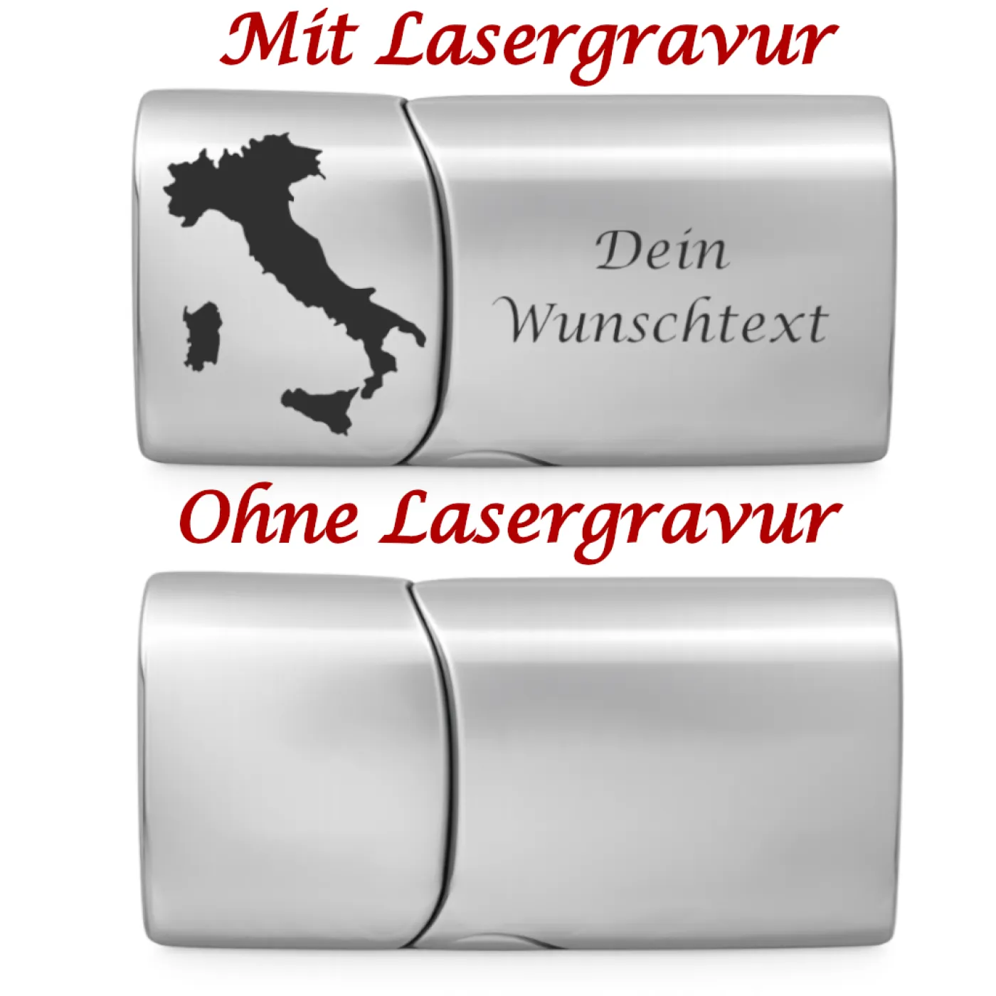 Segeltau-Armband ITALIEN Stiefel 2 x Ø 6 mm mit Edelstahl-Magnetverschluss » Personalisierbar – Ansicht 3