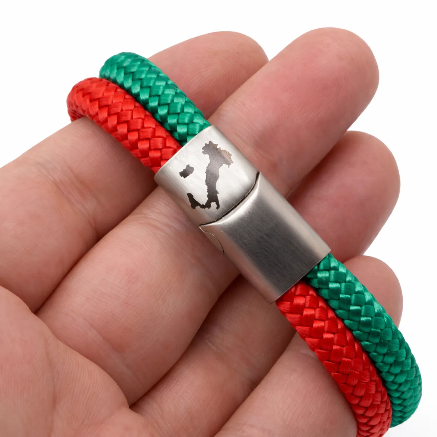 Segeltau-Armband ITALIEN Stiefel 2 x Ø 6 mm mit Edelstahl-Magnetverschluss » Personalisierbar – Ansicht 1