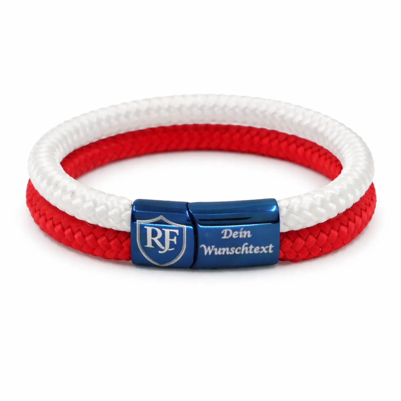 Segeltau-Armband FRANKREICH RF 2 x Ø 6 mm mit Edelstahl-Magnetverschluss, optional mit Gravur