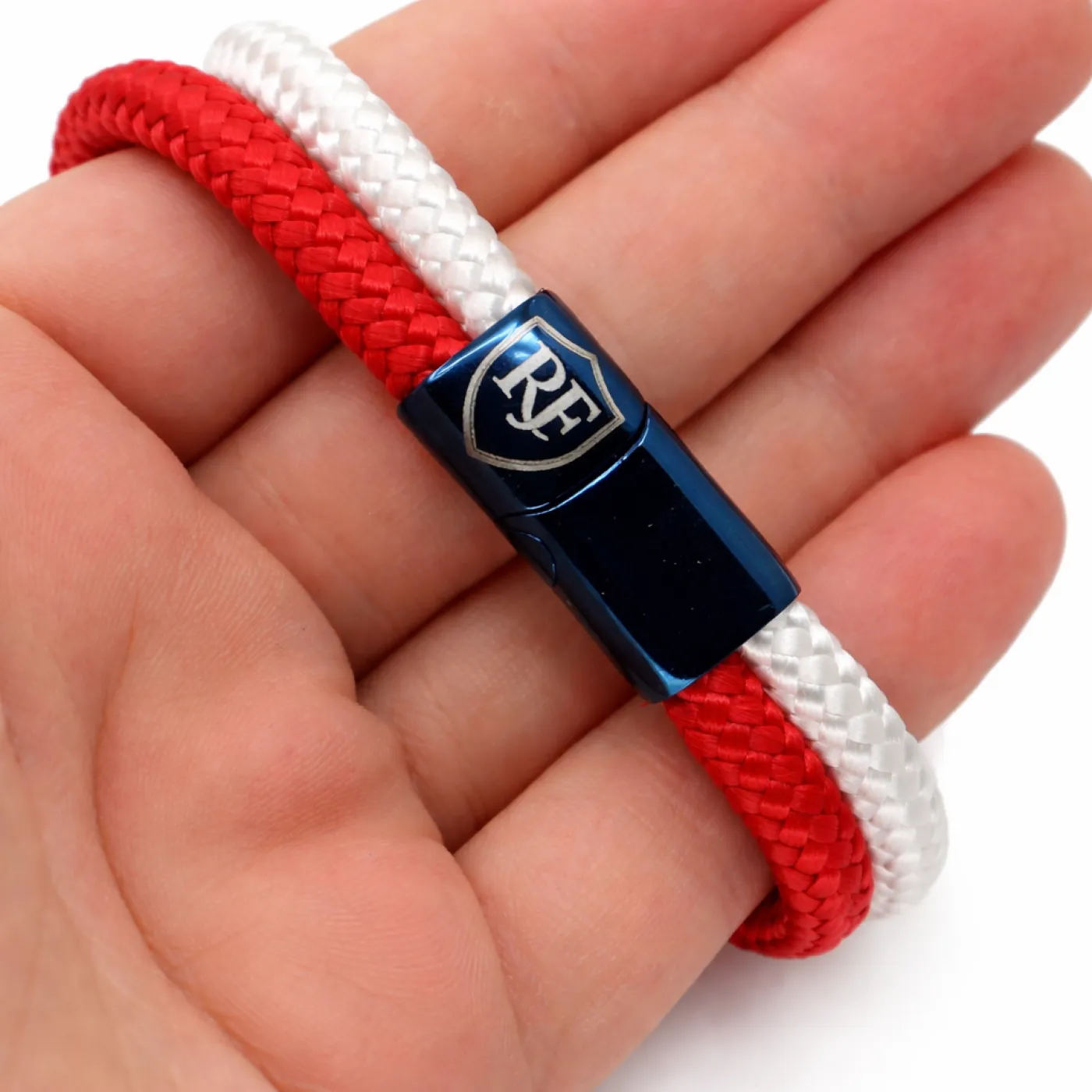 Segeltau-Armband FRANKREICH RF 2 x Ø 6 mm mit Edelstahl-Magnetverschluss » Personalisierbar – Ansicht 1