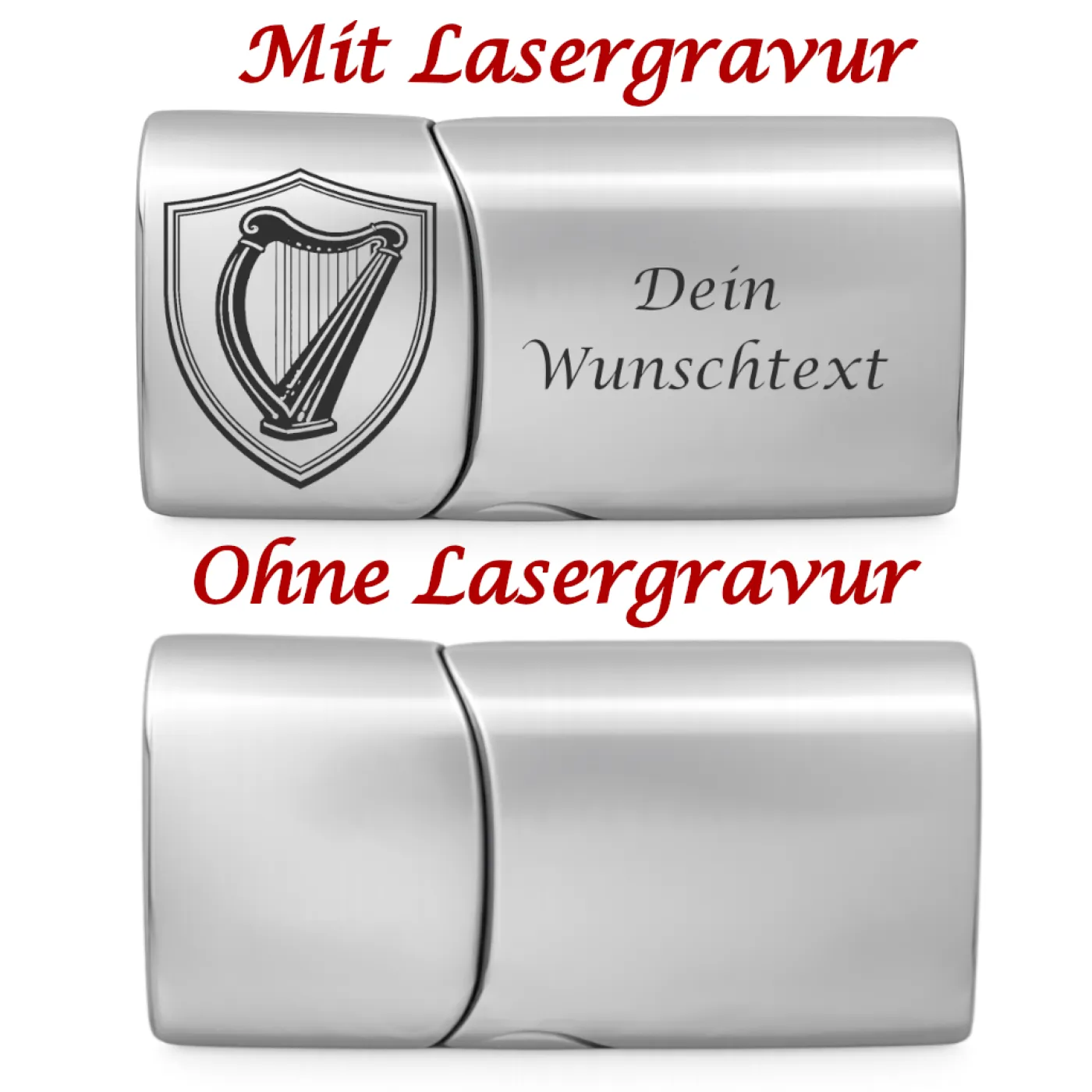 Segeltau-Armband IRLAND Harfe 2 x Ø 6 mm mit Edelstahl-Magnetverschluss » Personalisierbar – Ansicht 3