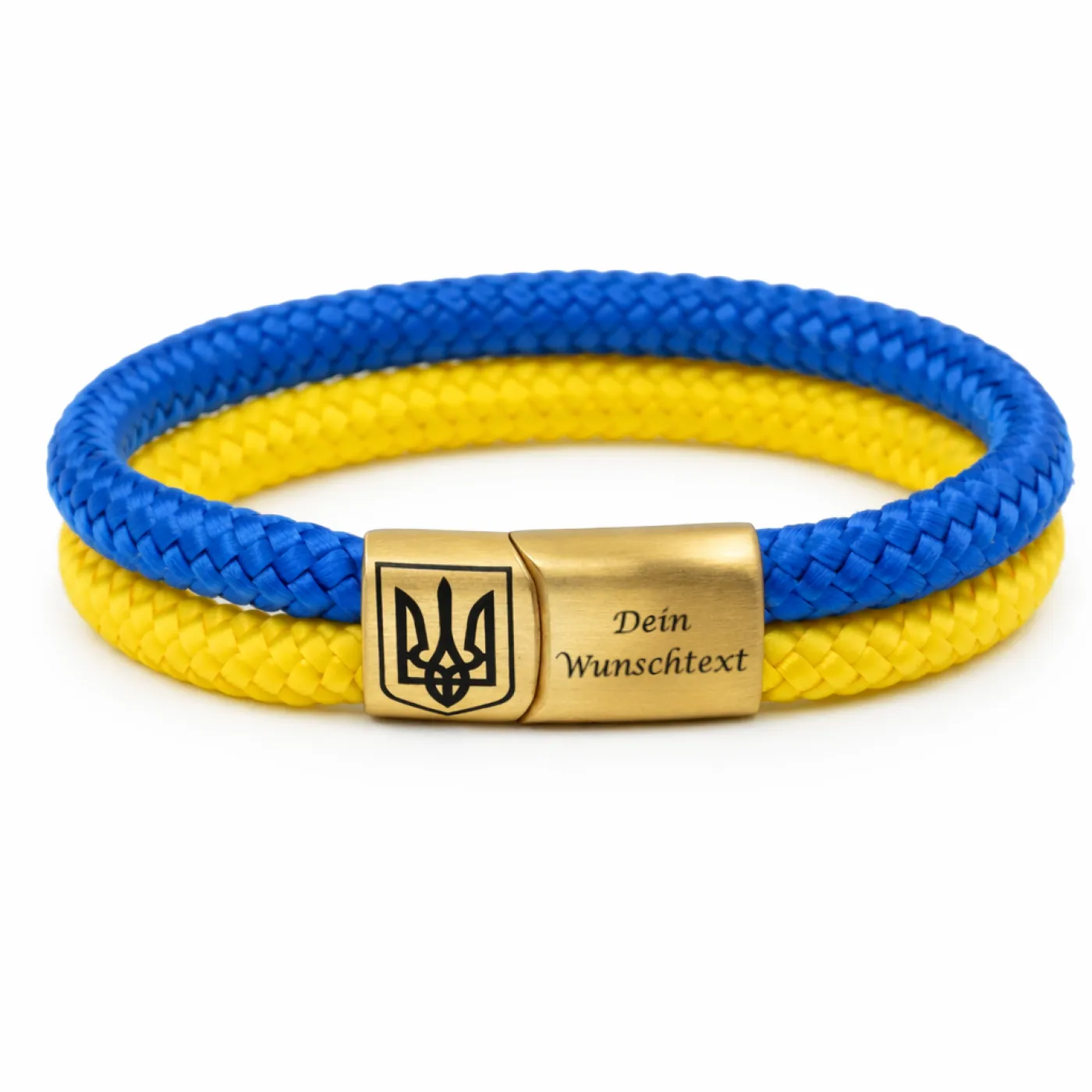 Segeltau-Armband UKRAINE Wappen 2 x Ø 6 mm mit Edelstahl-Magnetverschluss, optional mit Gravur