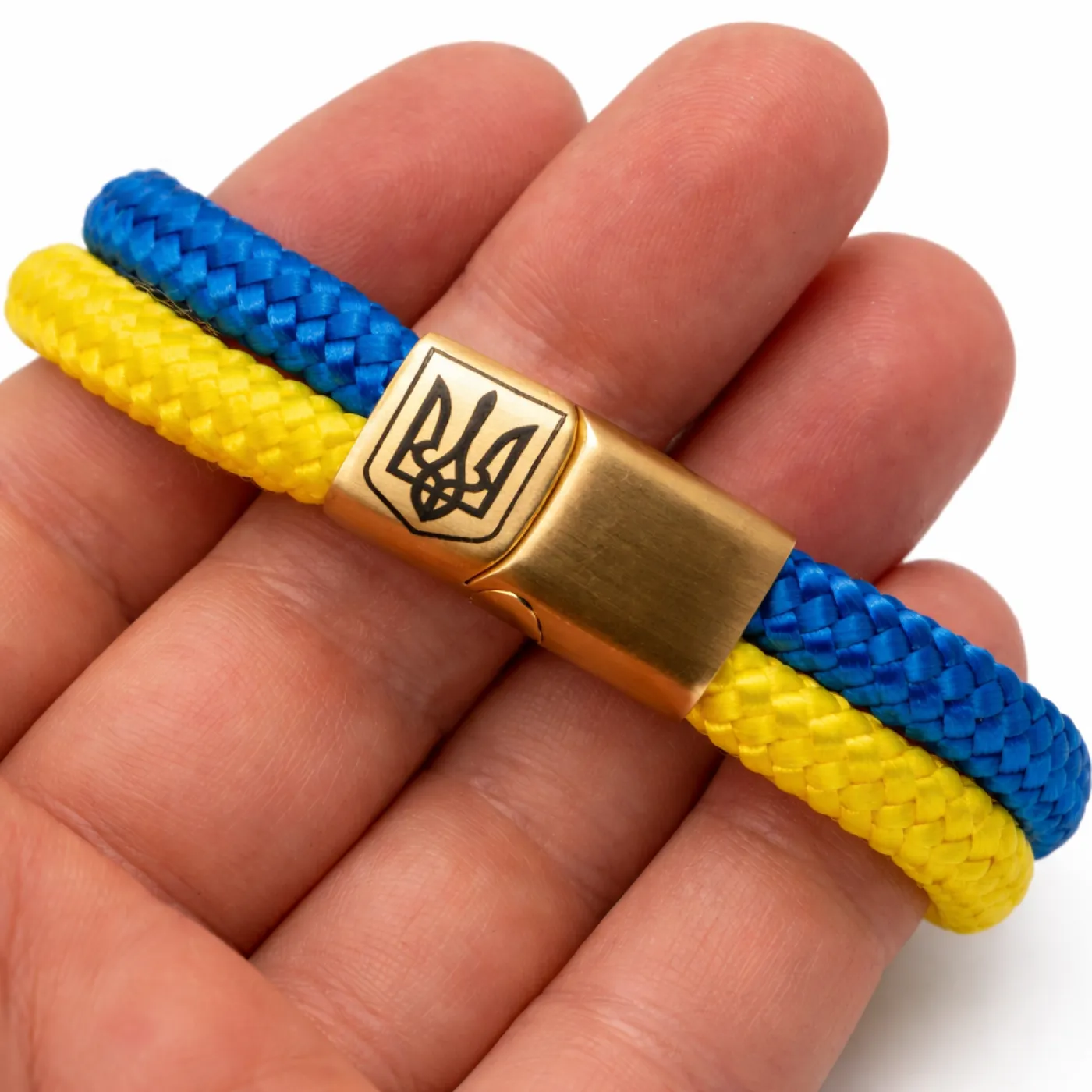 Segeltau-Armband UKRAINE Wappen 2 x Ø 6 mm mit Edelstahl-Magnetverschluss » Personalisierbar – Ansicht 1
