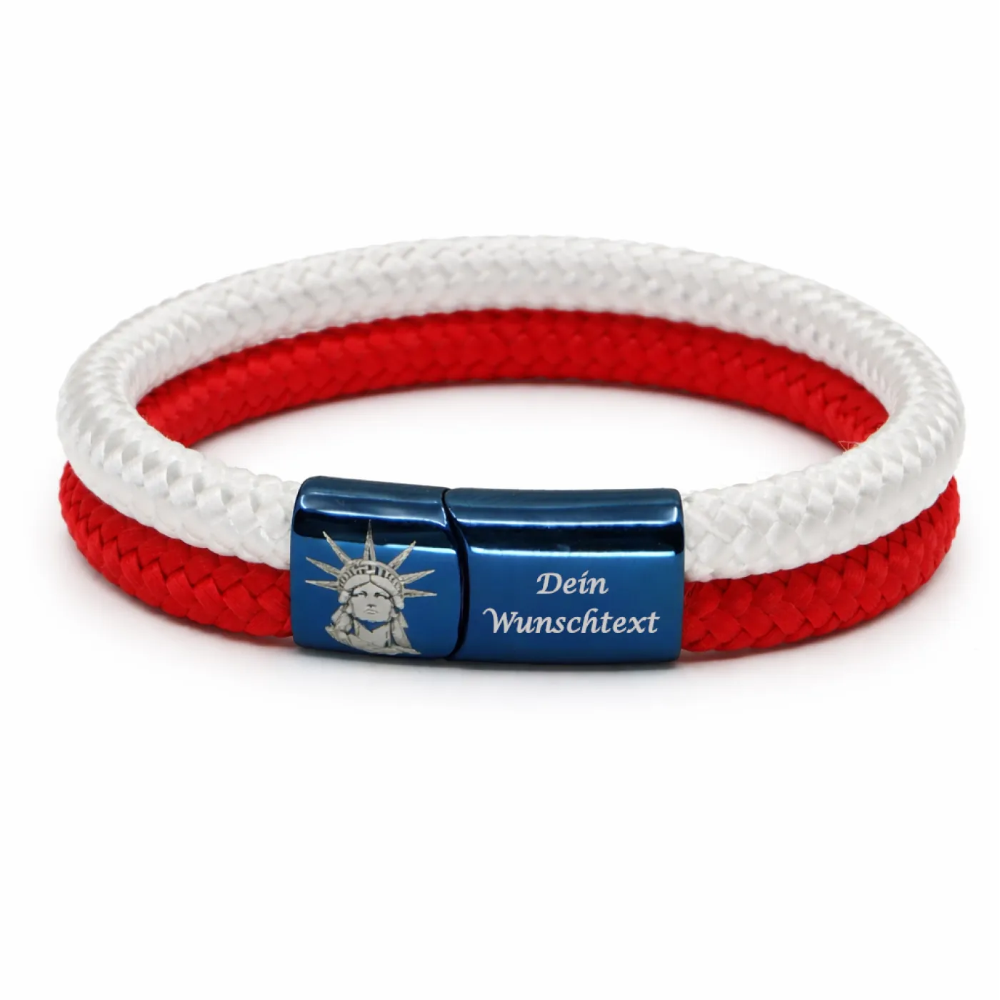 Segeltau-Armband USA Freiheitsstatue 2 x Ø 6 mm mit Edelstahl-Magnetverschluss, optional mit Gravur