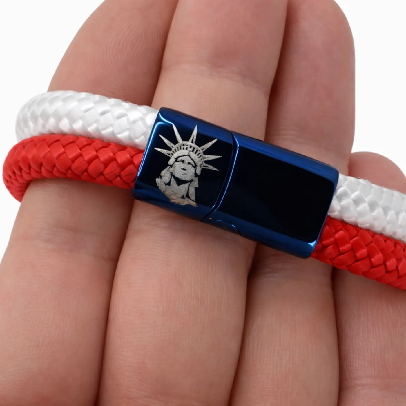 Segeltau-Armband USA Freiheitsstatue 2 x Ø 6 mm mit Edelstahl-Magnetverschluss » Personalisierbar – Ansicht 1